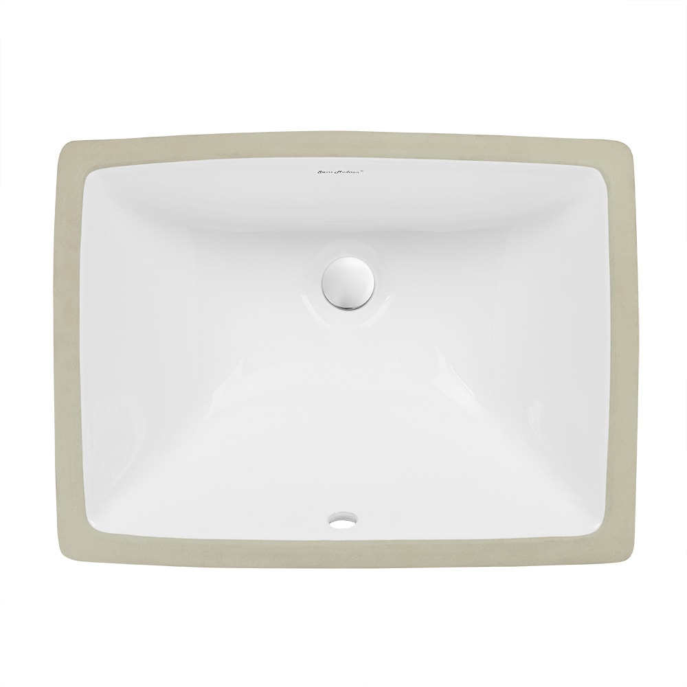 Plaisir White Ceramic Rectangular Under-Mount Bathroom Sink