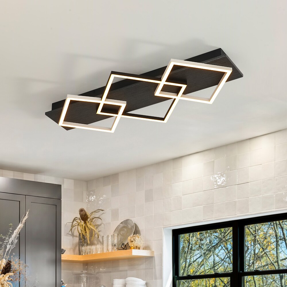 Wonderindoor 27.36-in Sand Black Sand White Indoor 3 -Light LED Flush Mount Light
