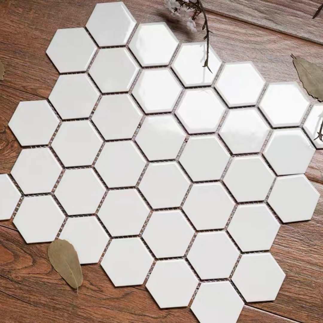 Honeycomb 12x12 White Porcelain Mosaic Tile Sheet