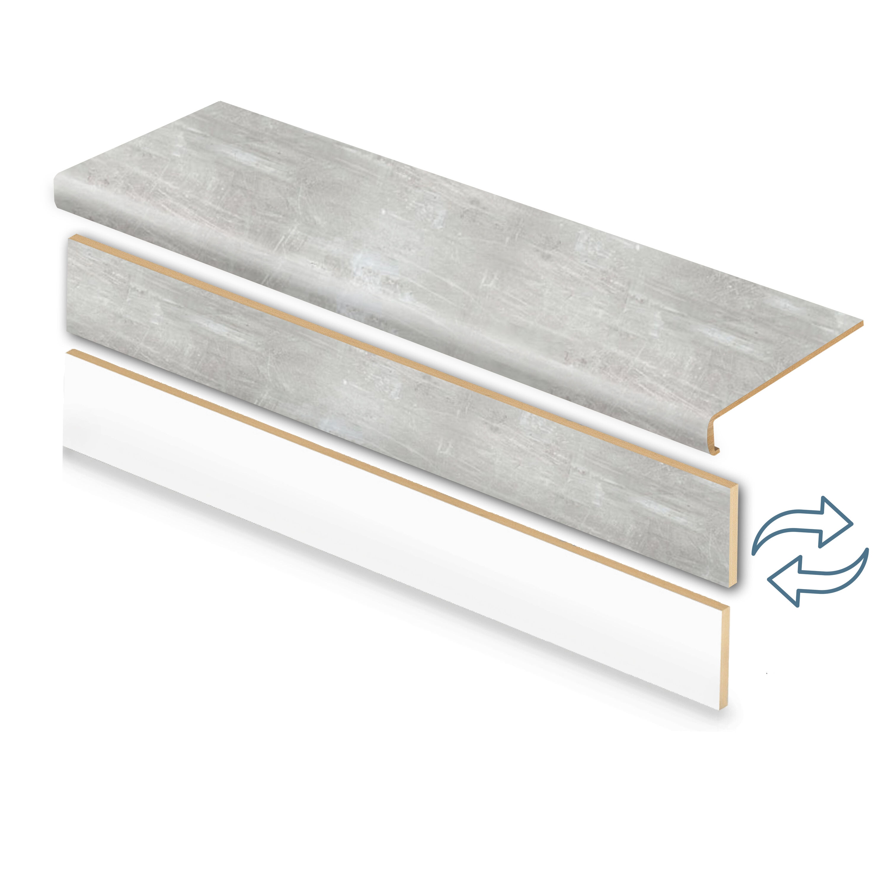 Zamma 20CA73836 Cap A Tread Stair Renewal System 47-in x 12.125-in x 2.1875-in Alabaster Type 2 Kit with Reversible Riser Laminate No return Square edge Stair Tread