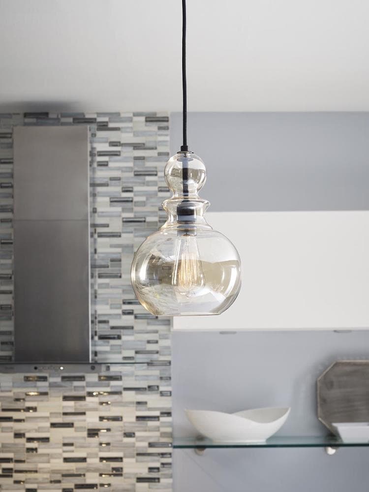 Progress Lighting Staunton 3-Light Antique Bronze Bohemian/Global Tinted Glass Globe Small Hanging Pendant Light