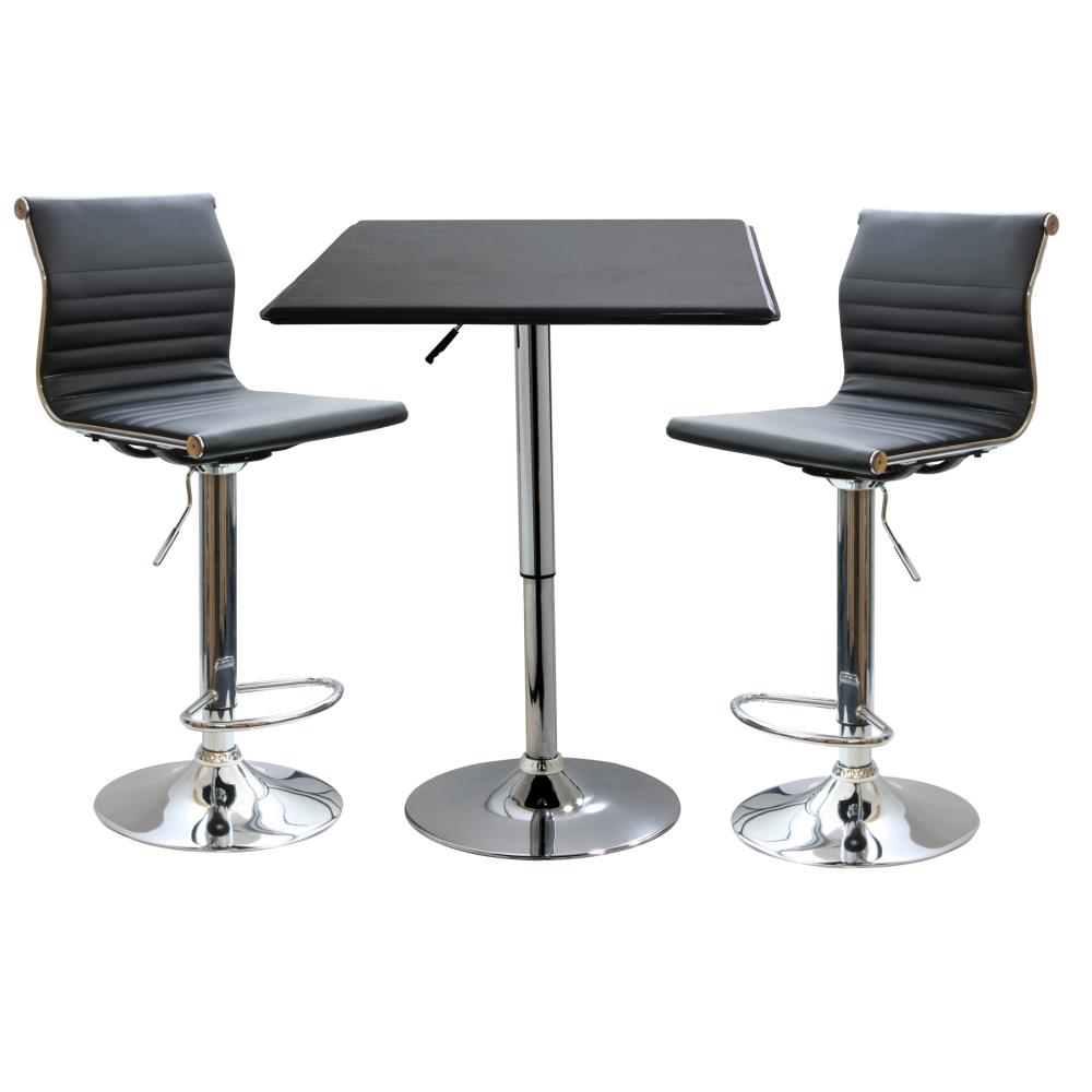 AmeriHome BSSET20 Set of 3 Black 44-in H Adjustable height Upholstered Swivel Metal Bar Stool