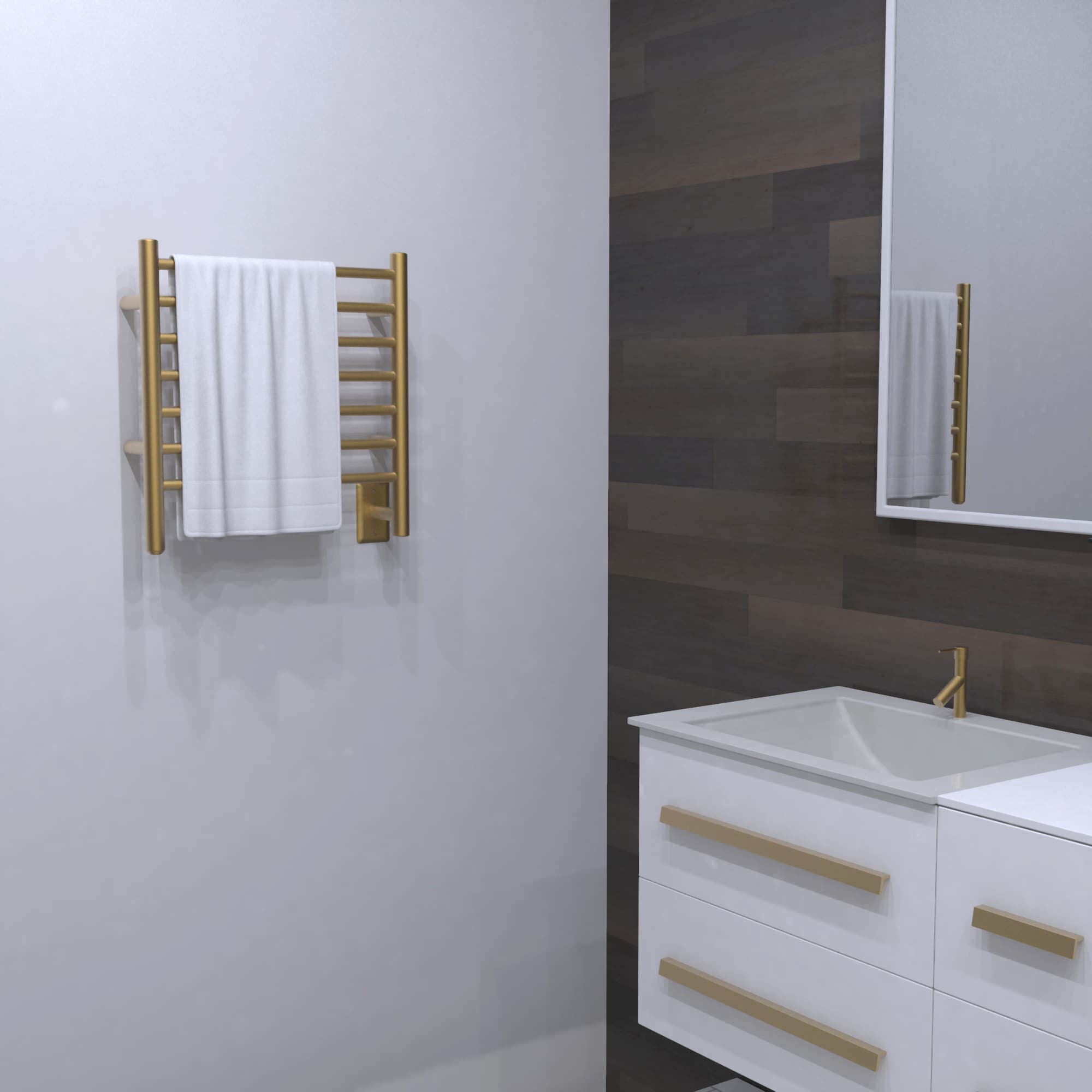 Amba Products Radiant Small Hardwired Towel Warmer- 7-Bar Hardwired  Electric- Satin Brass Finish