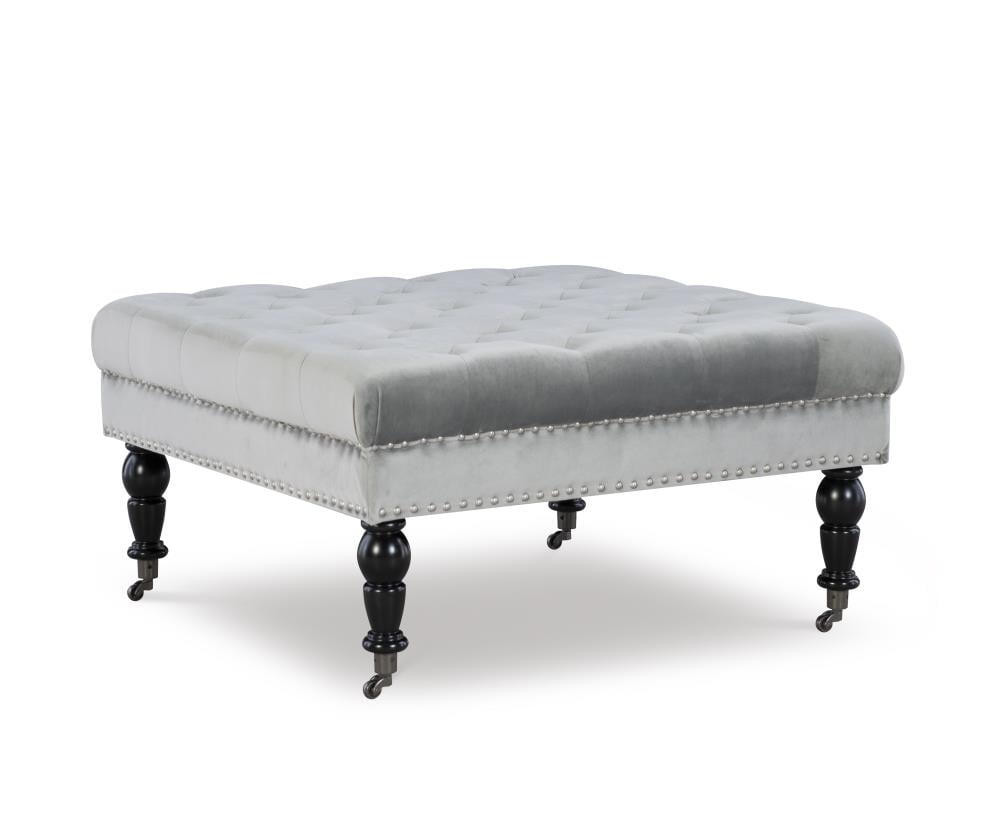 Linon BH154VGRY01U Isabelle Casual Gray Ottoman