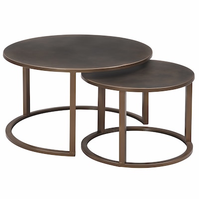 Firstime Bronze Fir Metal Modern Coffee, Round Galvanized Coffee Table