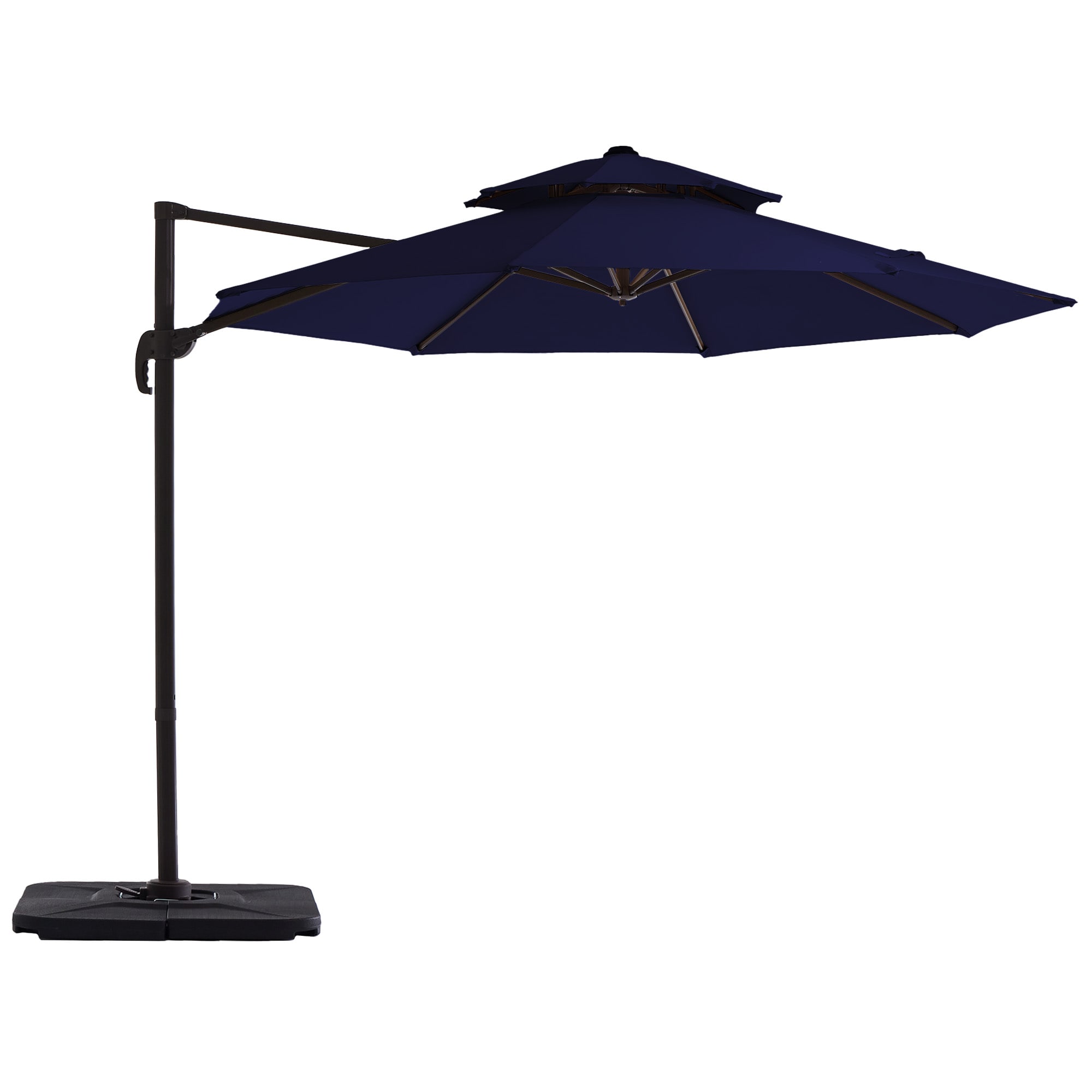 JEAREY YLYSG-42-WT 13-ft Aluminum Navy Crank Cantilever Patio Umbrella with Base