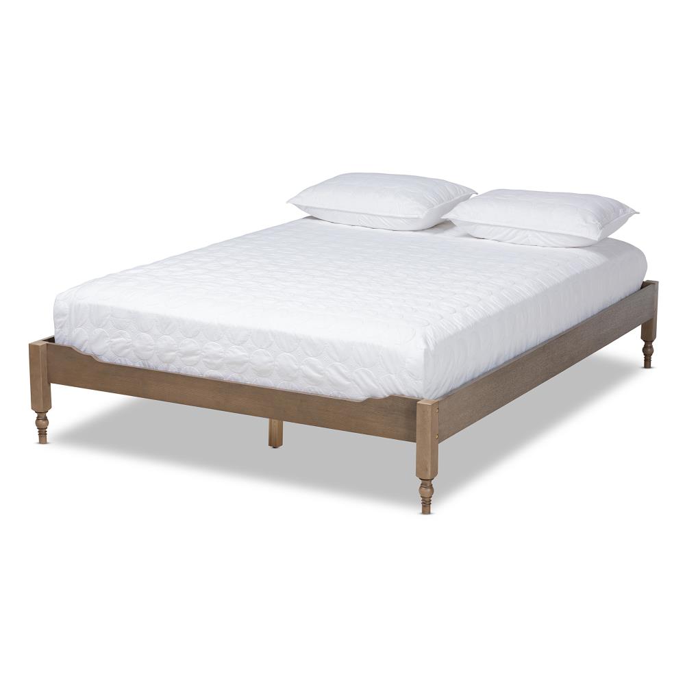 Baxton Studio Laure Weathered Grey Queen Wood Platform Bed in the