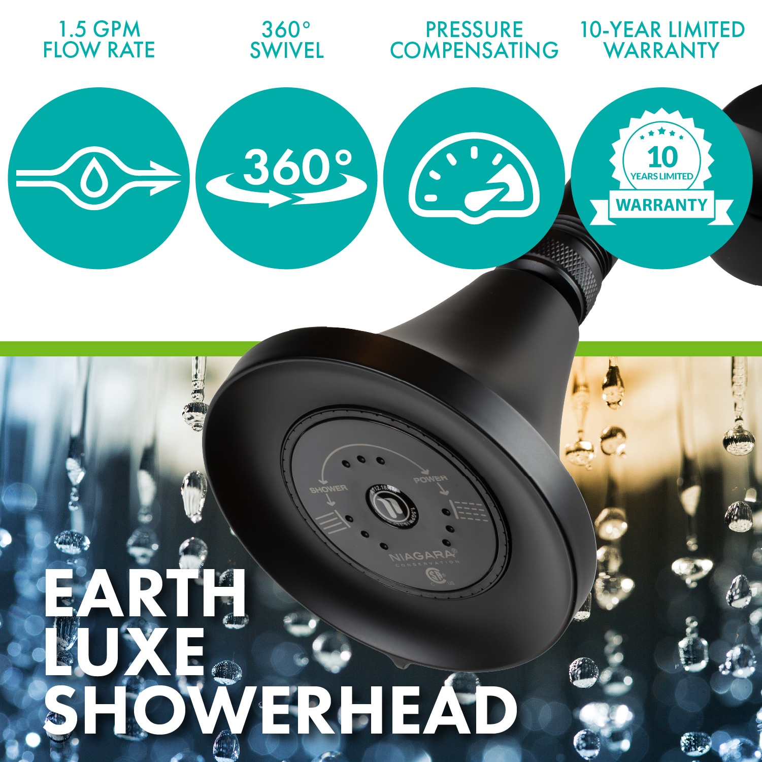 Niagara Conservation N3915MB Fixed-Showerhead - View #2