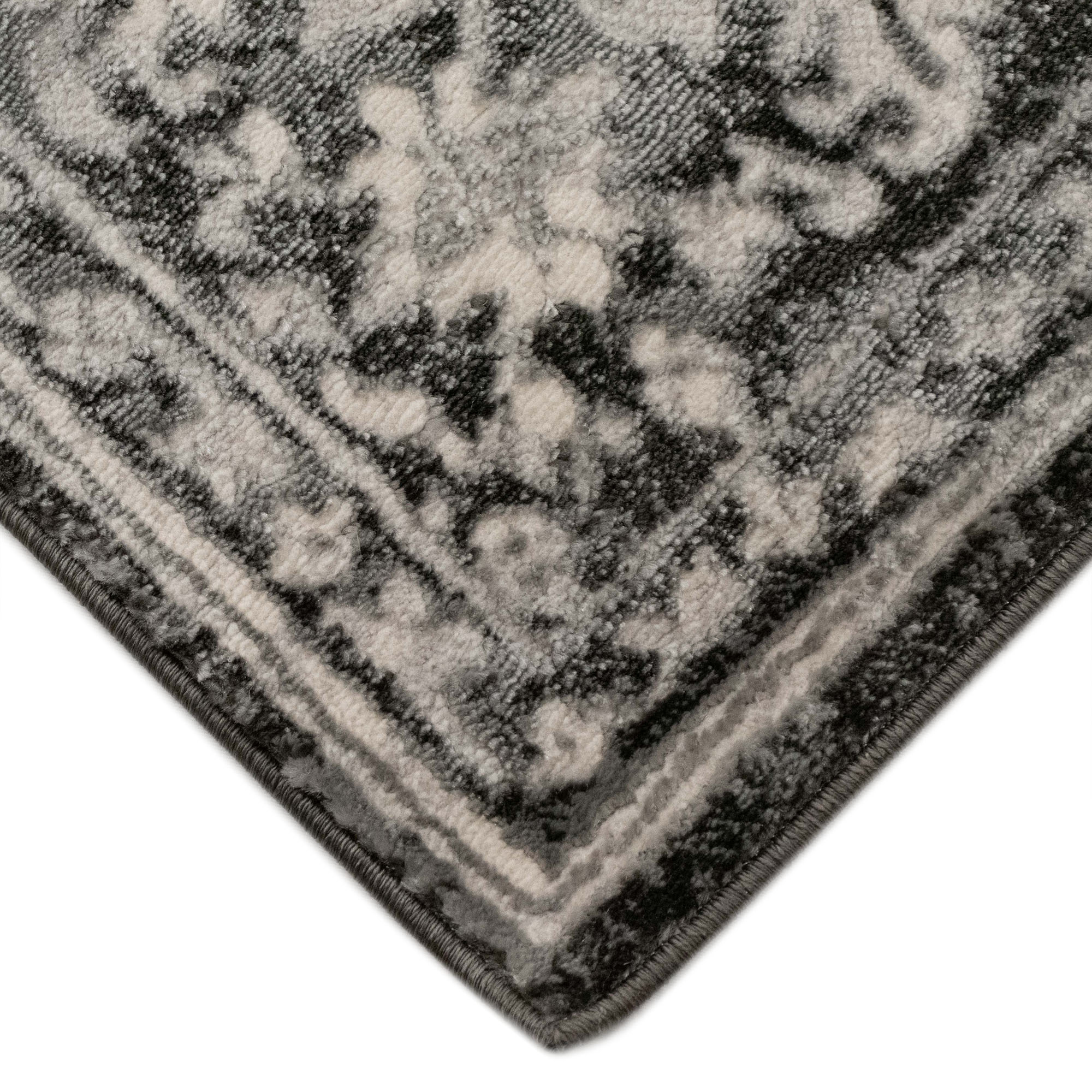 Blue and Gray Striped Wool Blend Rectangular Rug