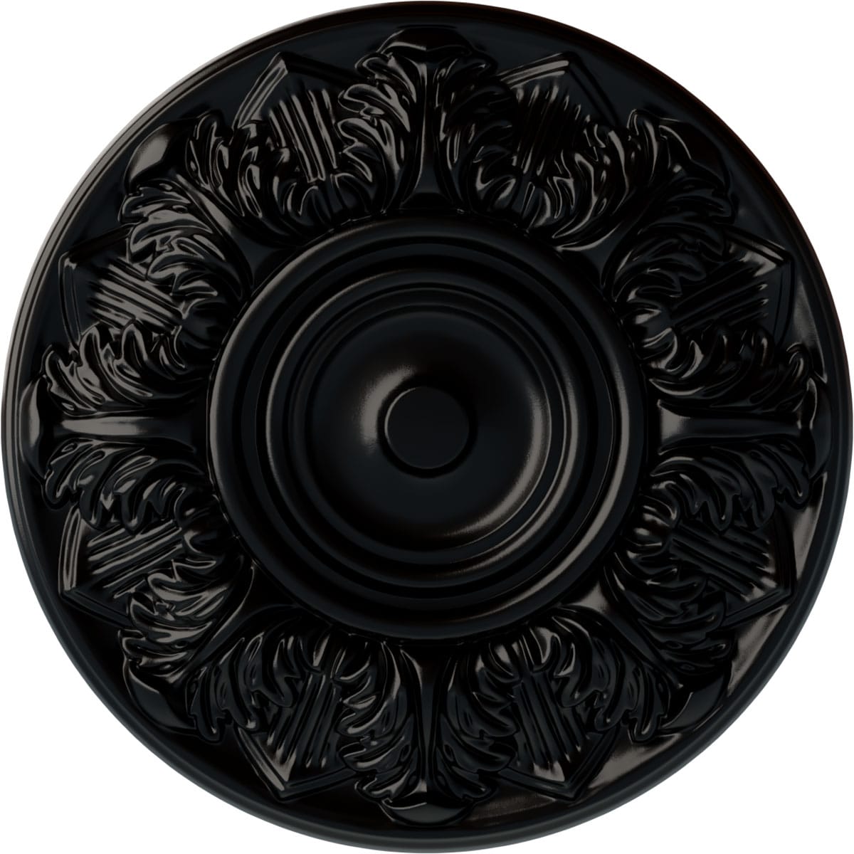 Ekena Millwork CM13WHBLF Whitman 13-in W x 13-in L Jet Black Polyurethane Ceiling Medallion