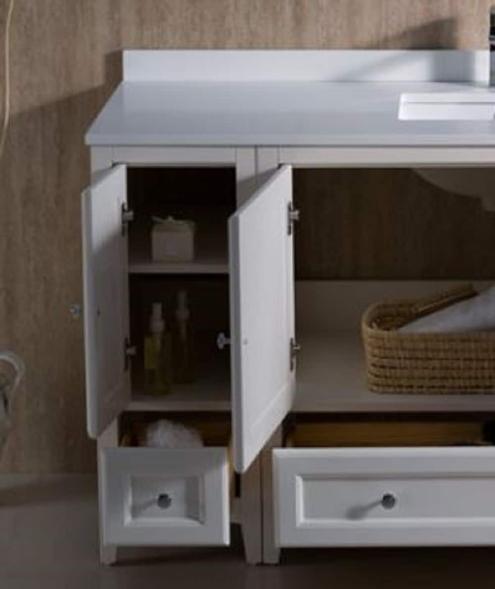 Oxford 60" Antique White Quartz Stone Vanity with Ceramic Sink