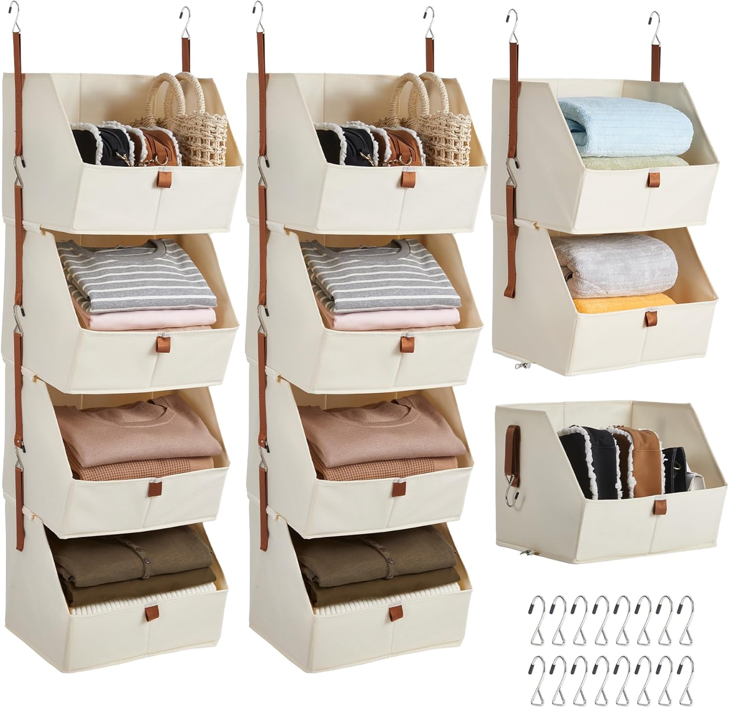 GAOMON Two pack hanging closet organizer 4 tier non woven fabric
