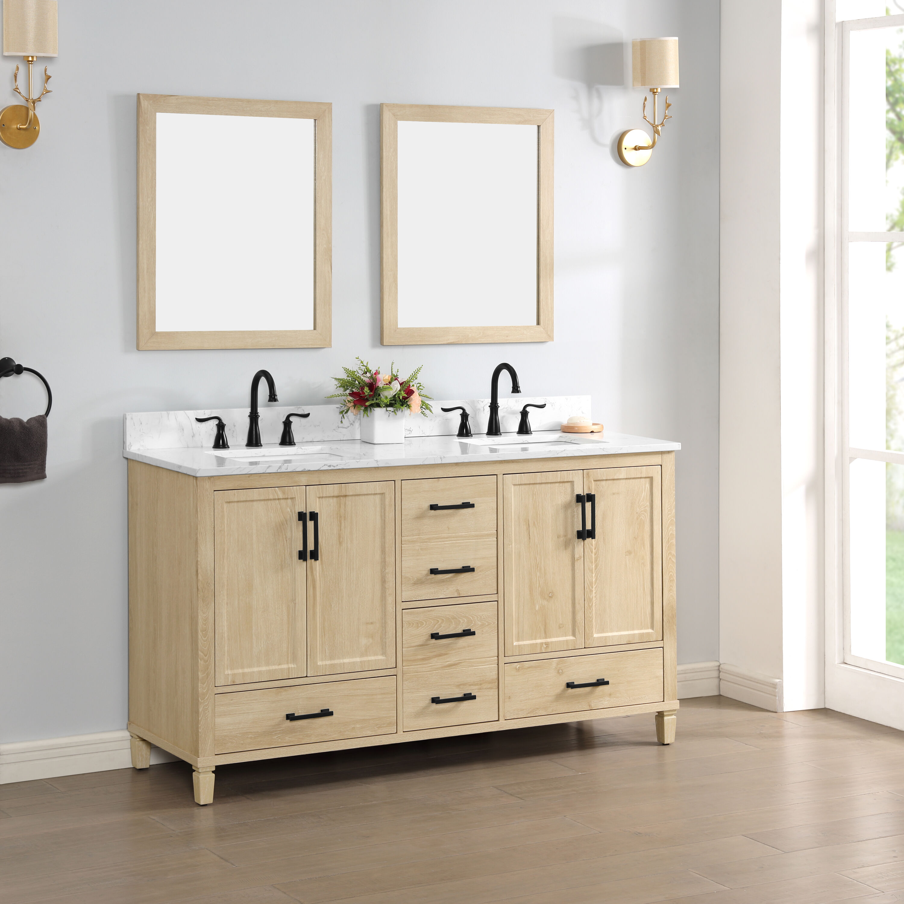 Brown Double sink Bathroom Vanities at Lowes.com