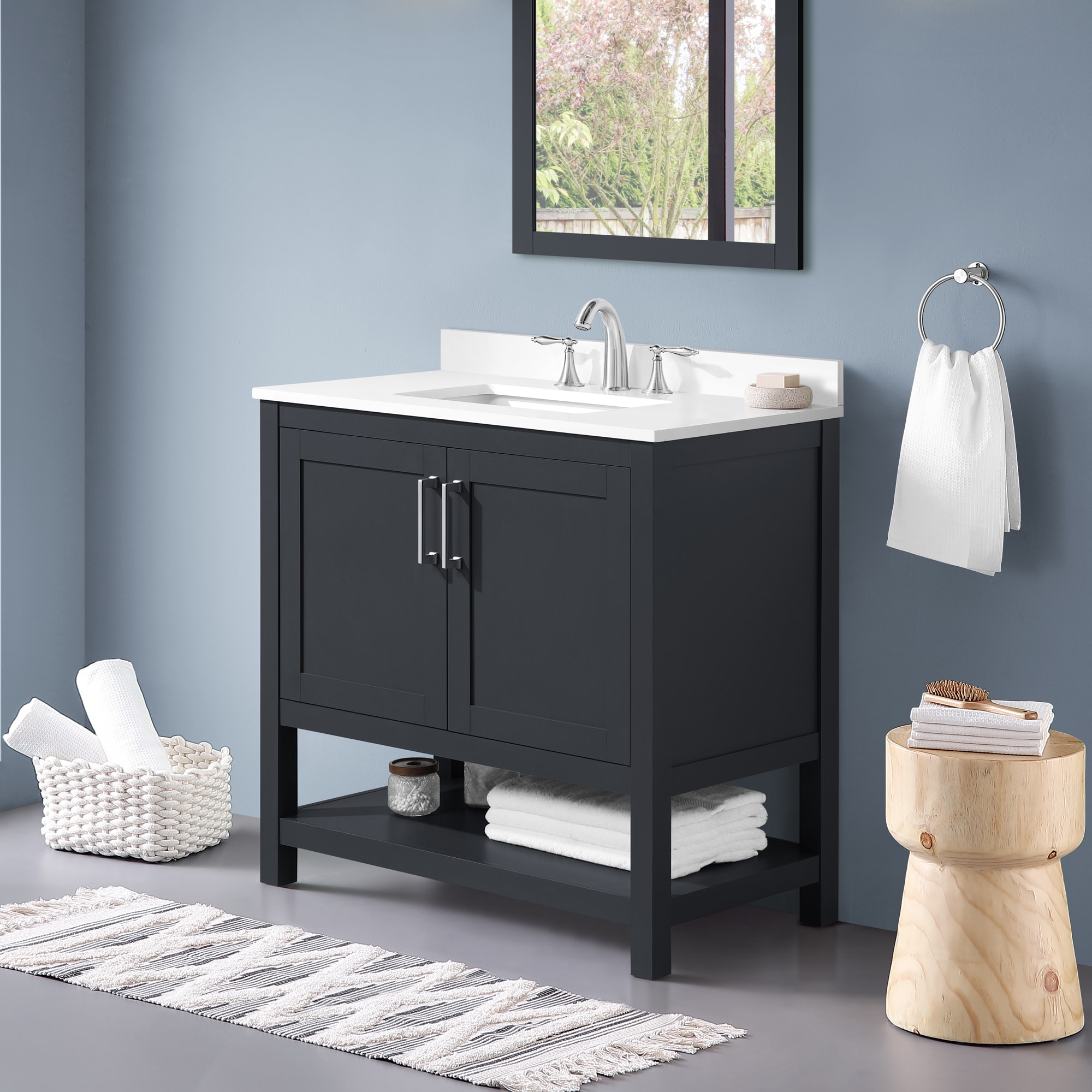 OVE Decors Albury 36-in Dark Charcoal Undermount Single Sink Bathroom ...