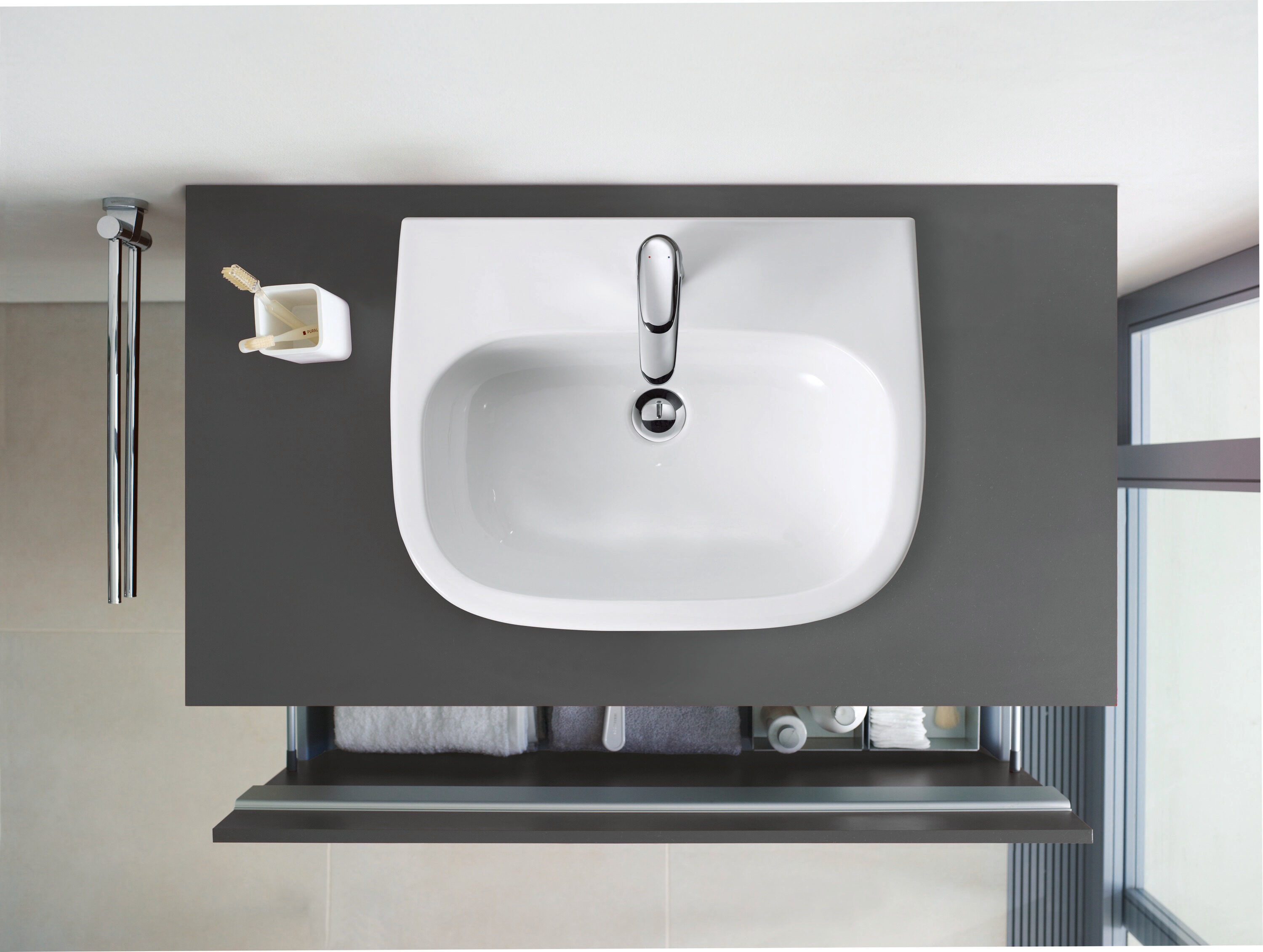 White Ceramic Rectangular Drop-In Bathroom Sink