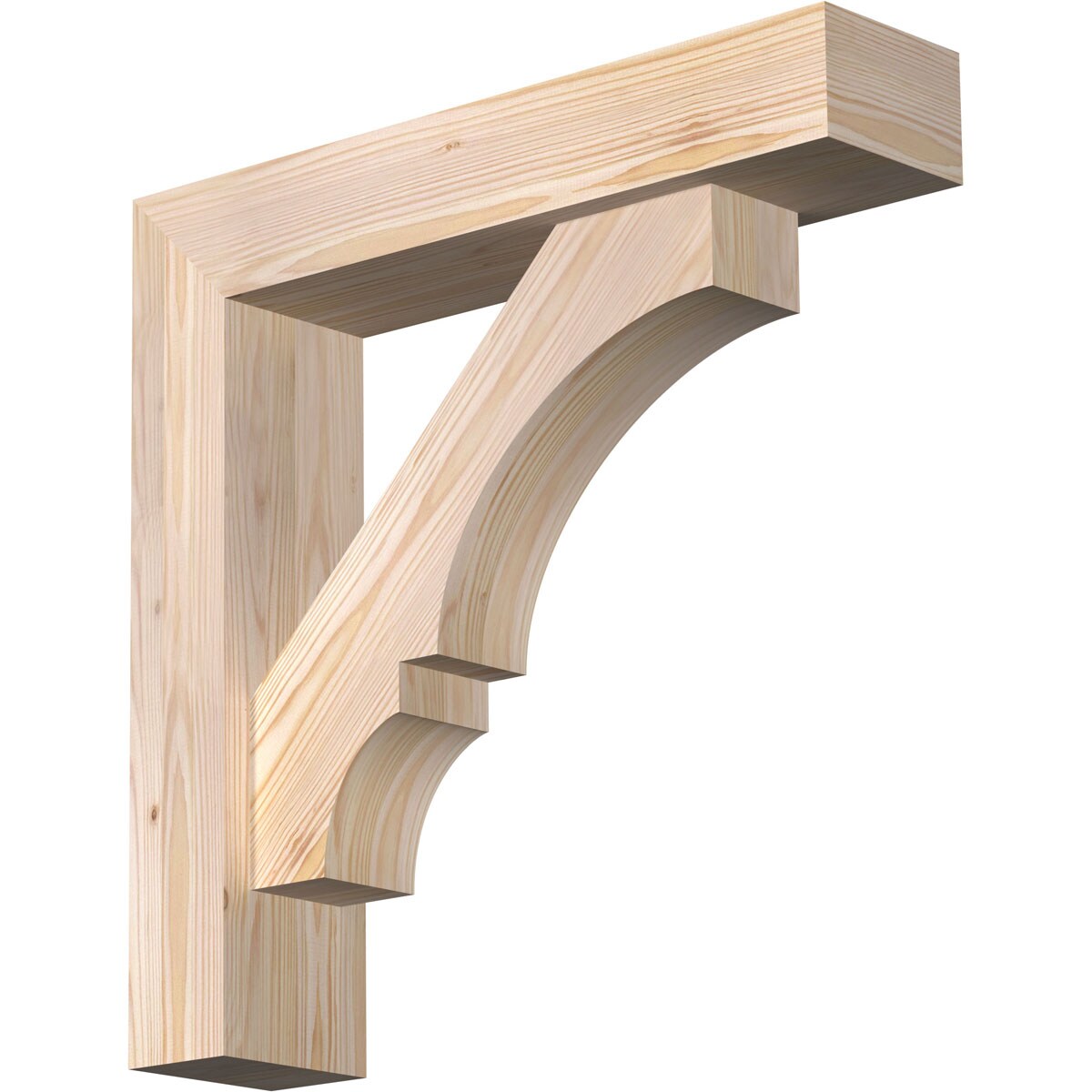 Ekena Millwork 1462145 Balboa Block Smooth Bracket with Offset Brace 5-1/2-in x 24-in x 24-in Douglas fir Brown Wood Standard bracket