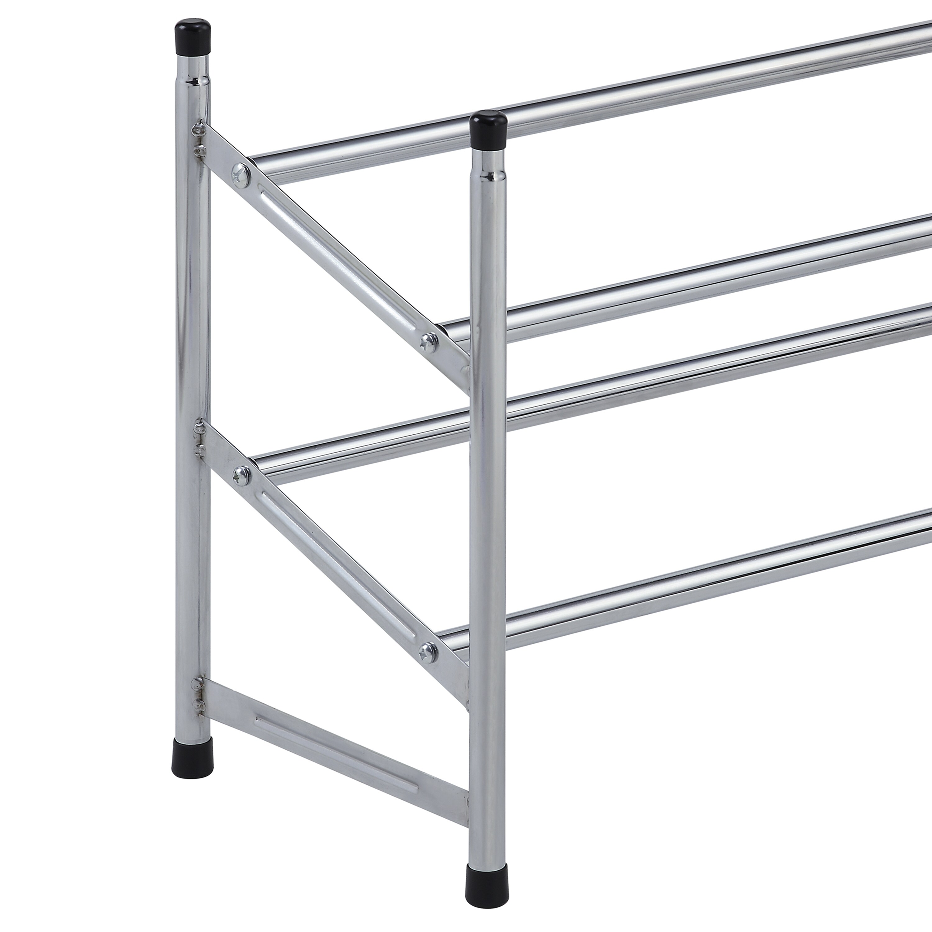 Organize It All Wooden Stackable Shoe Rack Chrome