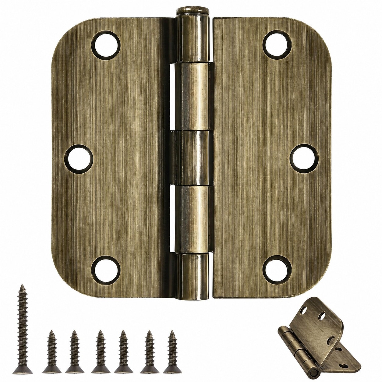 Ahfiwaso  Atique Brass Door Hinges 18 Pack Atique Door Hinges 3 5 Inch Rounded Interior Door Hinge with 5 8 Radius Heavy Duty 3 1 2 Brass Hinges