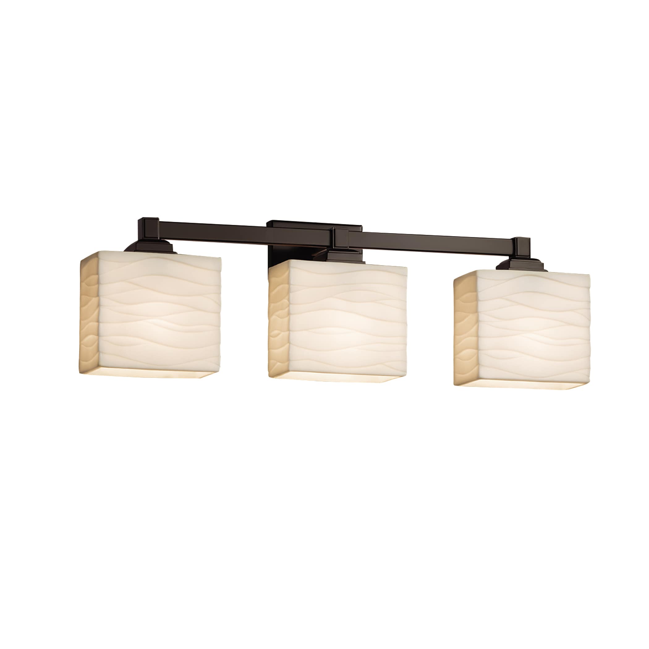 Justice Design Group PNA-8433-55-WAVE-DB Porcelina 23.5-in 3-Light Dark Bronze Transitional Vanity Light