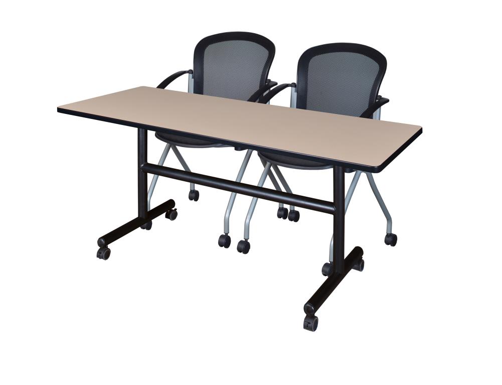 Regency MKFT6024BE23BK Training Off-white 4-Person Training Table (60-in W x 29-in H)