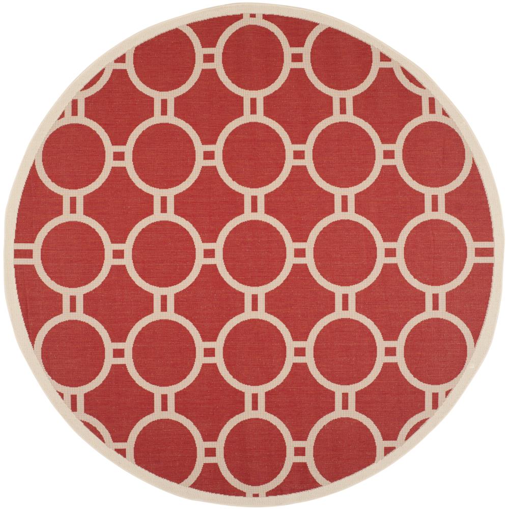 Safavieh CY6924-248-8R Courtyard Cannet 8 x 8 (ft) Loomed Polypropylene Red/Bone Round Indoor/Outdoor Abstract Coastal Area rug
