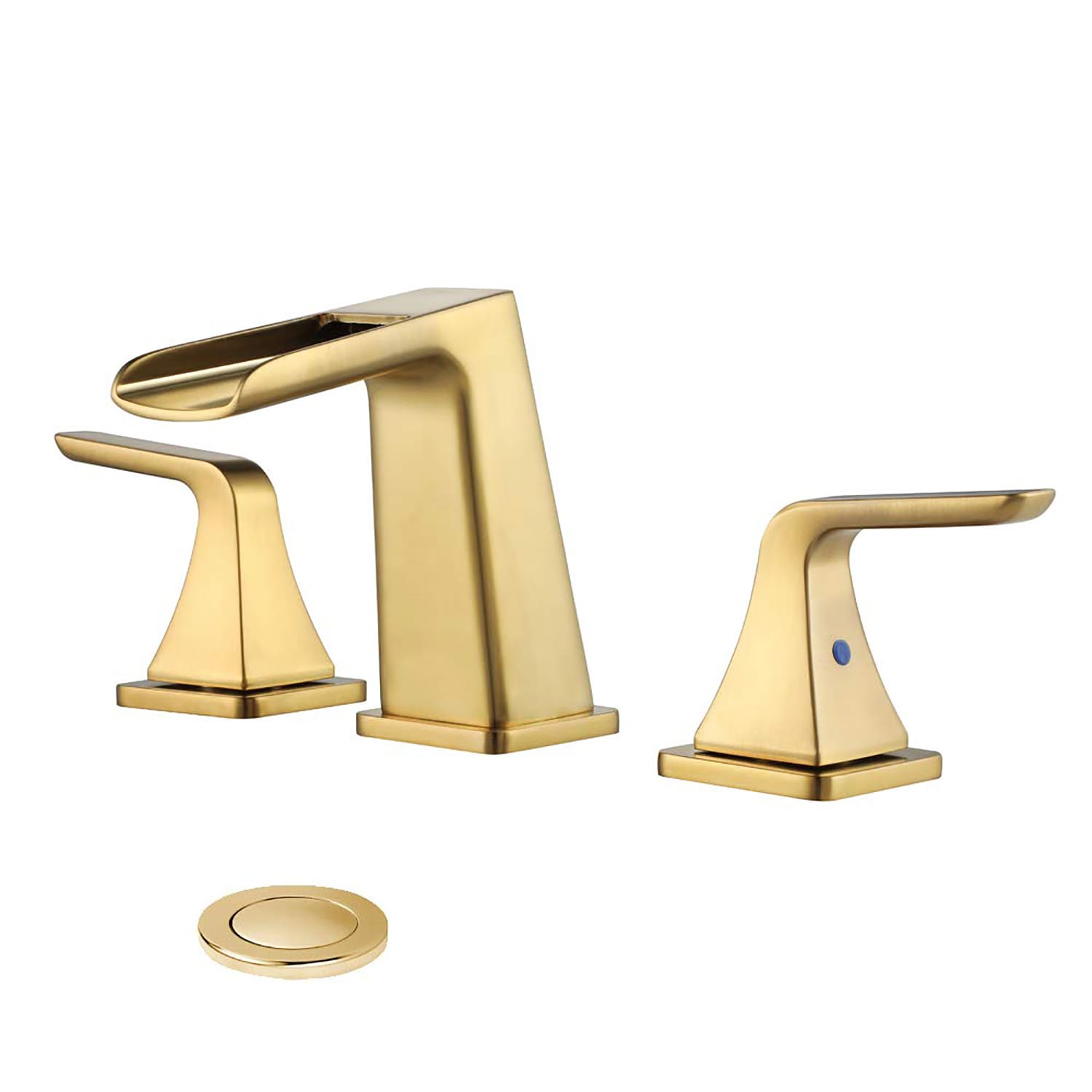 Clihome CL-MS914-BG Brushed Gold Widespread 2-handle WaterSense Low-arc Residential Handle Bathroom Sink Faucet with Drain
