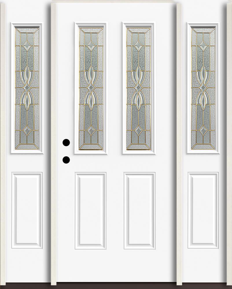 RELIABILT LO963425 Laurel 60-in x 80-in x 4-5/8-in Fiberglass Twin lite Right-hand inswing Unfinished Unfinished Prehung Front Door with Sidelights Insulating core