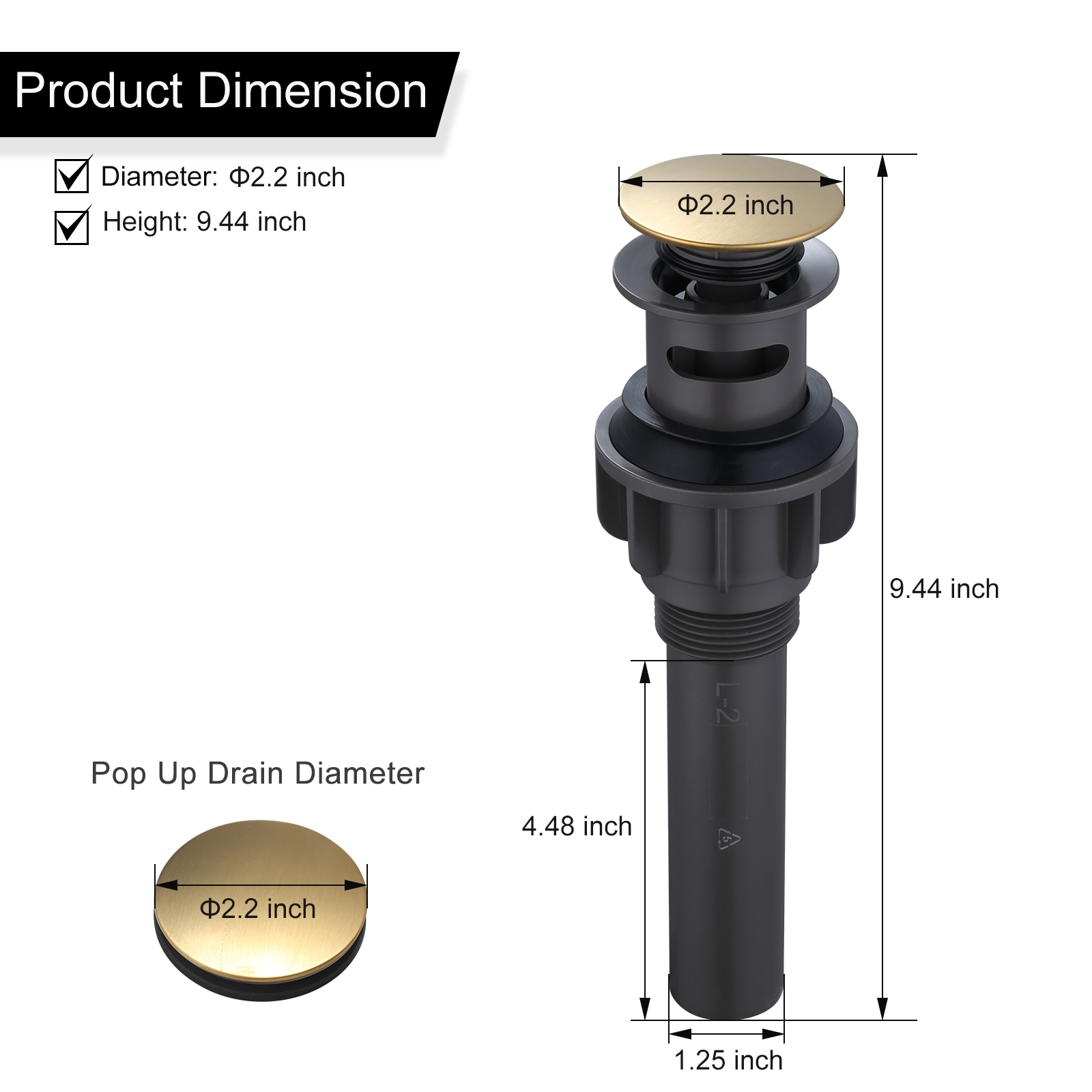 WOWOW X3003G-LW Popup-Drains-Accessories - View #2