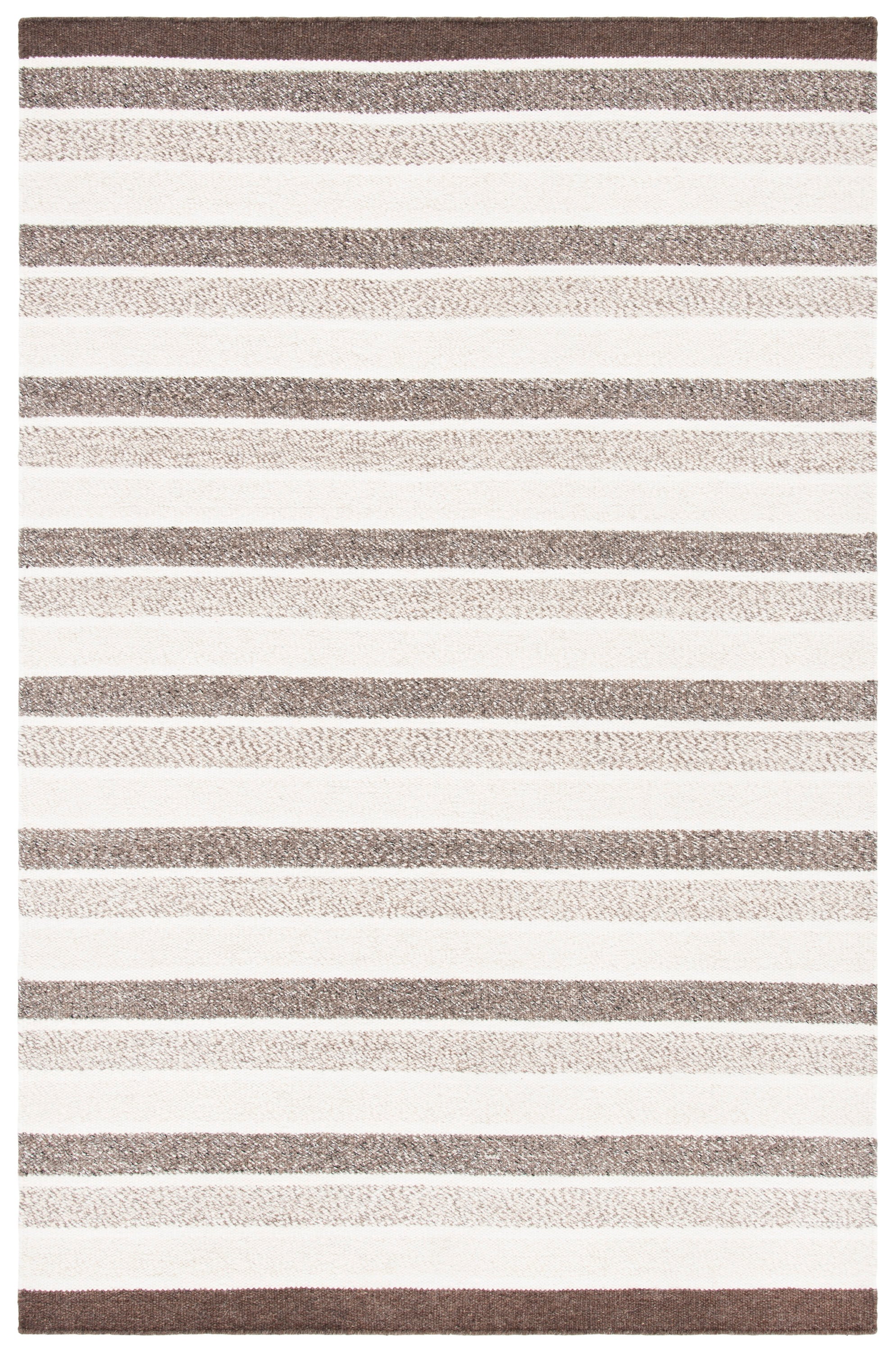 Safavieh KLM151B-4 Kilim Ilsegret 4 x 6 (ft) Wool Ivory/Brown Rectangular Indoor Stripe French Country Area rug