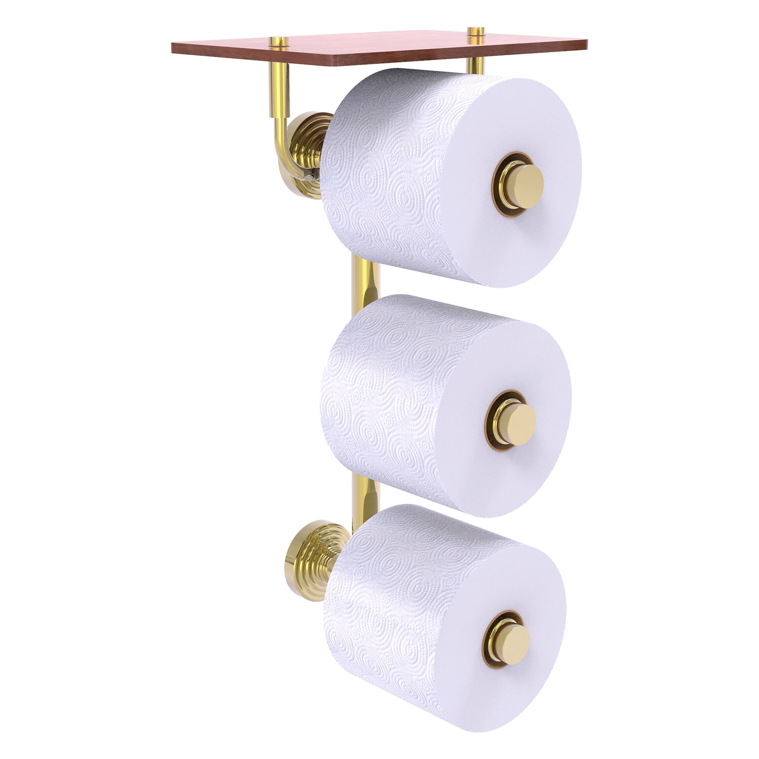 Allied Brass WP-35-3VS-IRW-UNL Waverly Place Unlacquered Brass Wall mount Double post Toilet Paper Holder 3 -Rolls with Storage