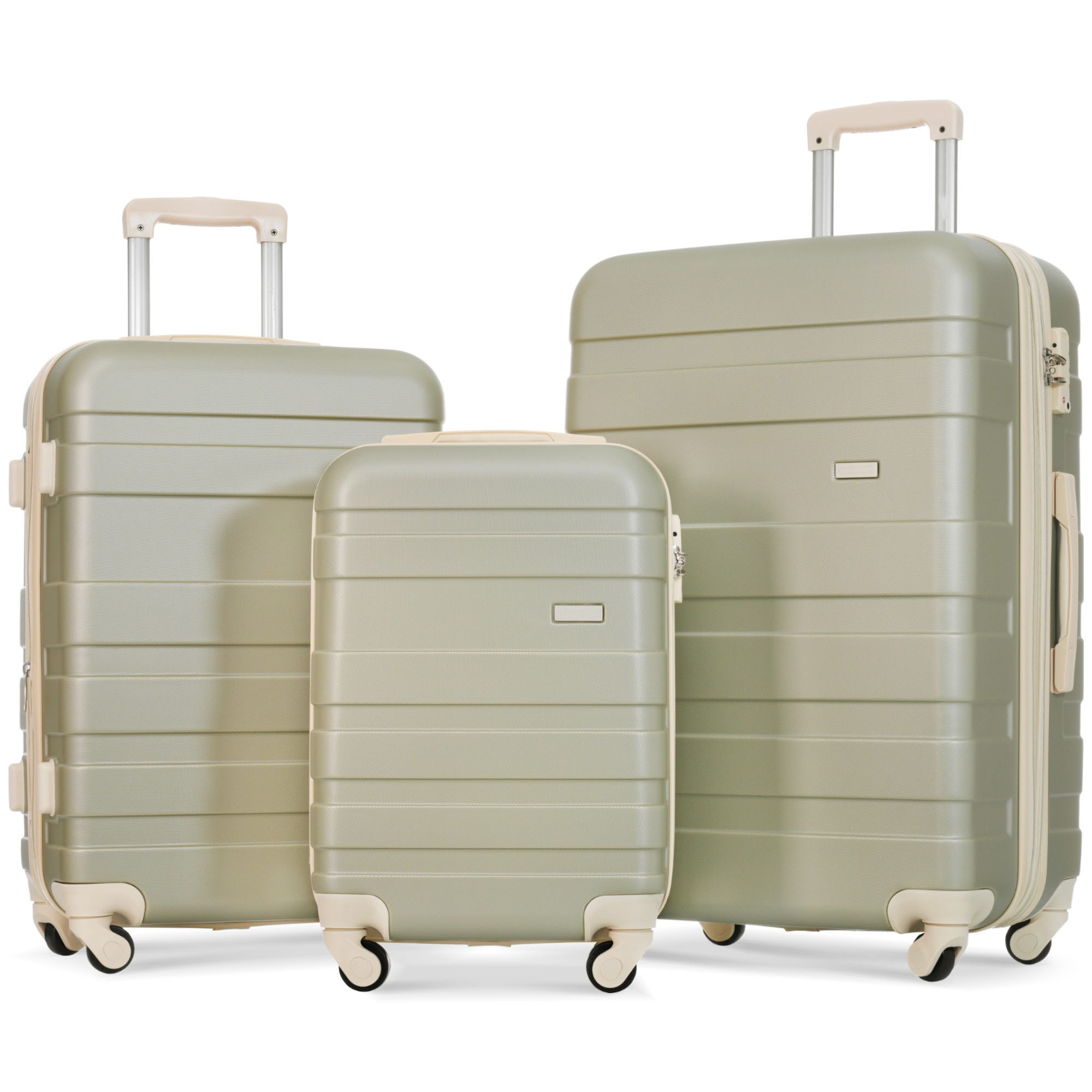 SINOFURN SYD9600017GB 19.6x12x29 Golden Green Plastic Hardshell Suitcase set 3 -Bag