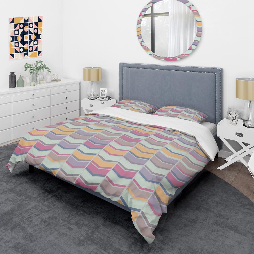 Modern Mid-century Full/Queen Geometric Multicolor Microfiber Bedding Set