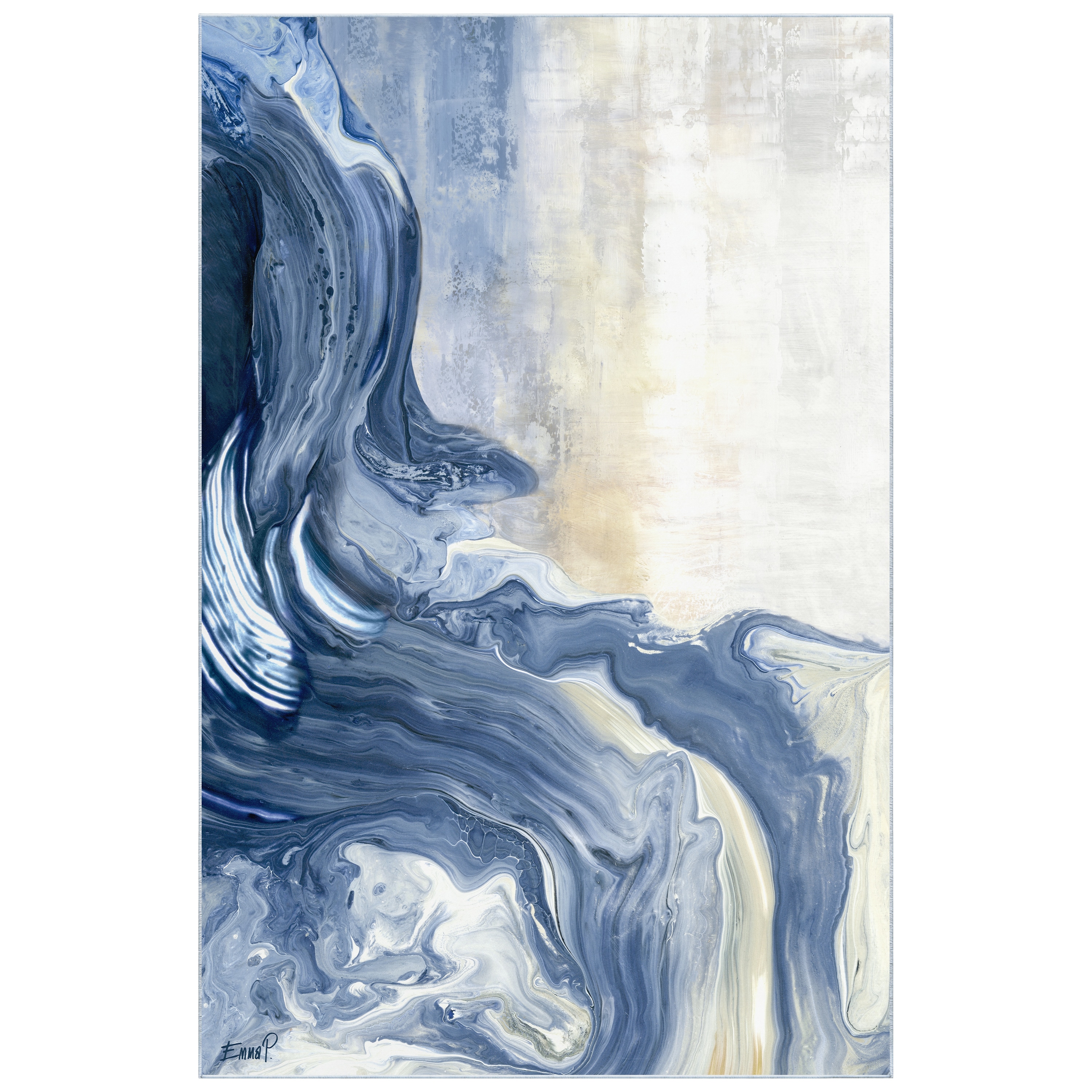 Empire Art Direct TDA-PI921-0508C2 5 x 8 (ft) Blue Rectangular Indoor Abstract Pet Friendly Area rug