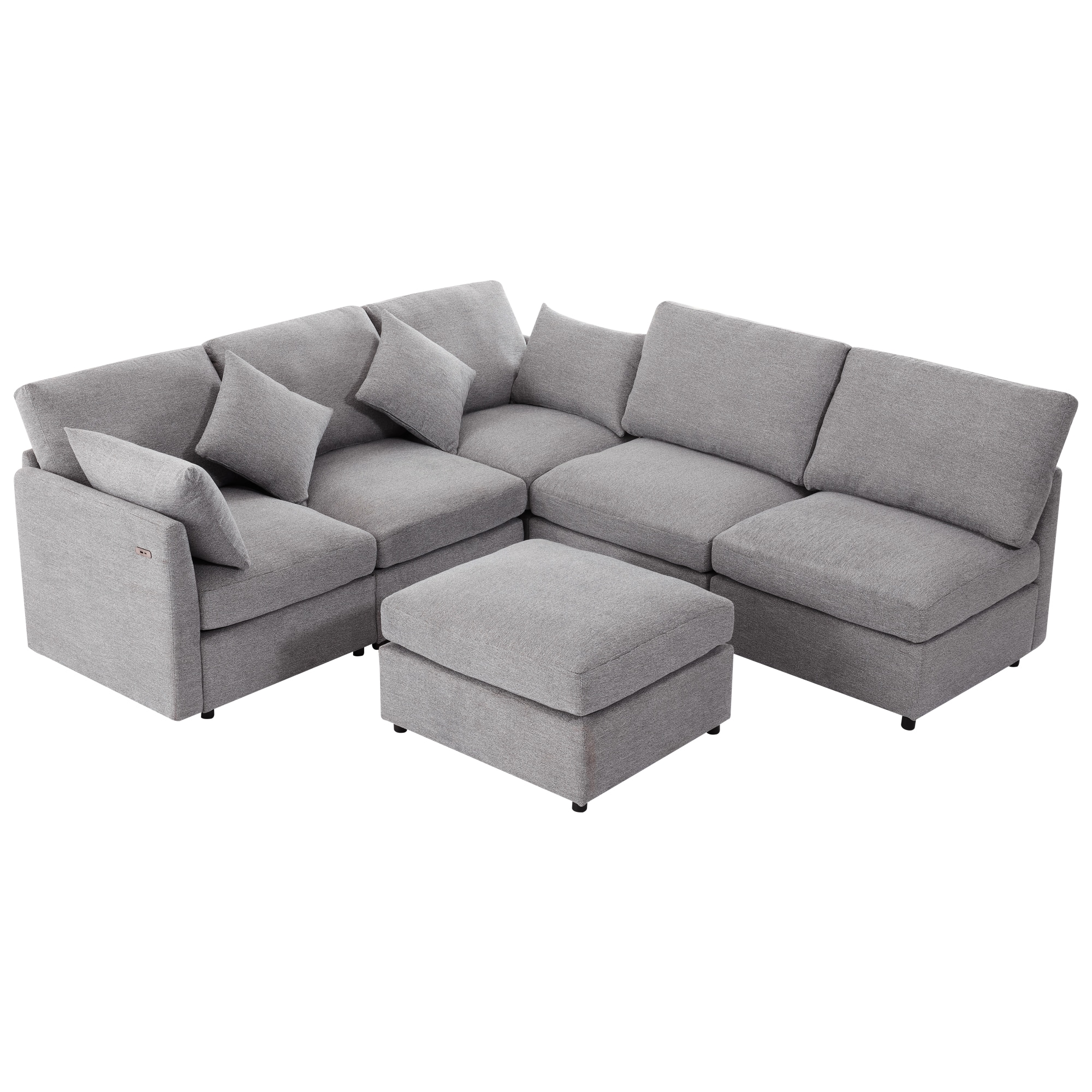 Qualler FSUSOR168R 85.4-in Modern Grey 5 -seater Sectional