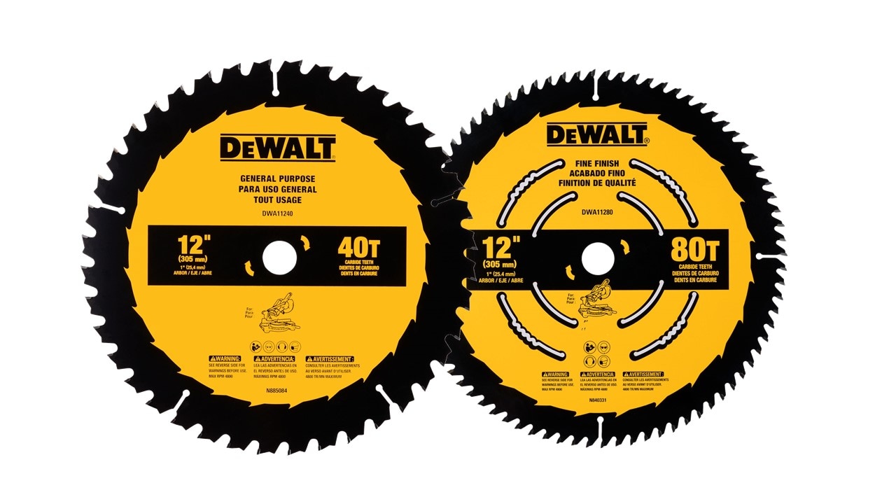 12-in 40 and 80-Tooth Fine/Rough Finish Tungsten Carbide-tipped Steel Miter Saw Blade Set (2-Pack) | - DEWALT DWA124080CMB