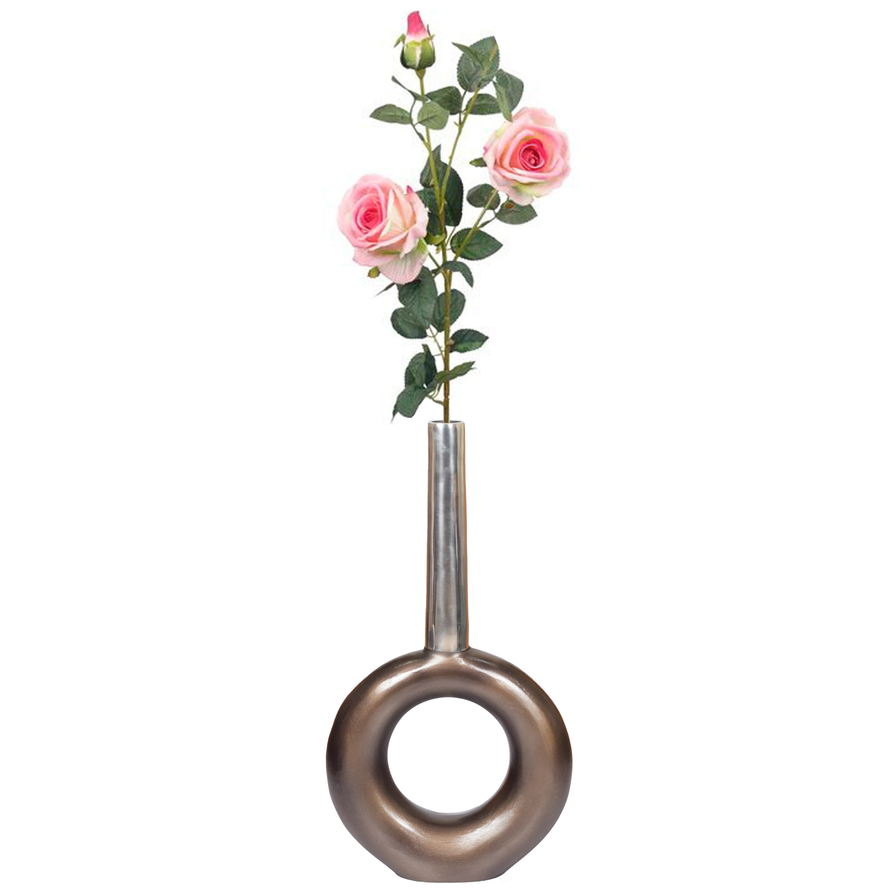 Uniquewise QI004132 Silver Aluminum Modern Vase
