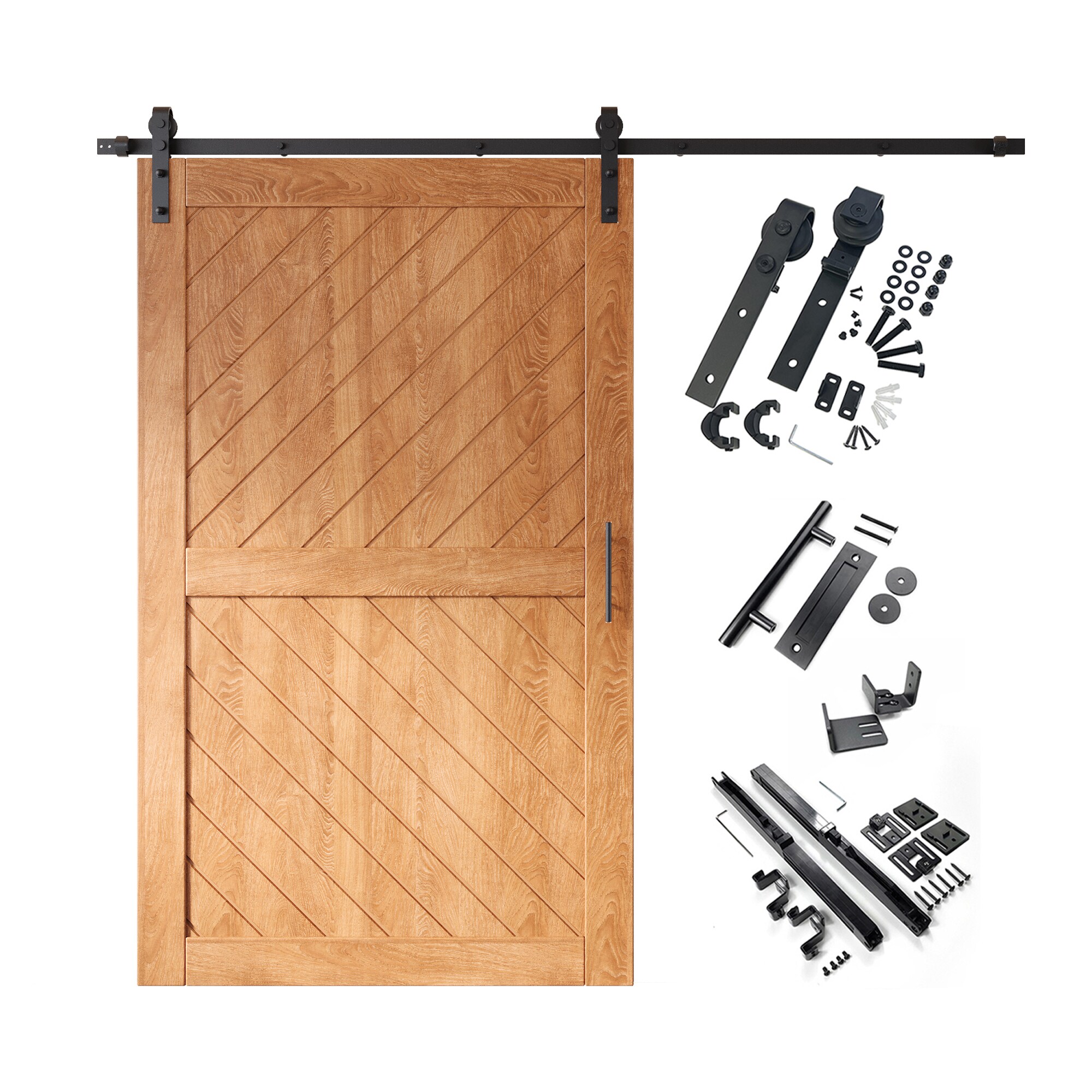 HOMACER YT1H108C-XT3-5080-EA 50-in x 80-in Early American Prefinished Non-standard Pine Wood Solid core Single Barn Door (Hardware Included)