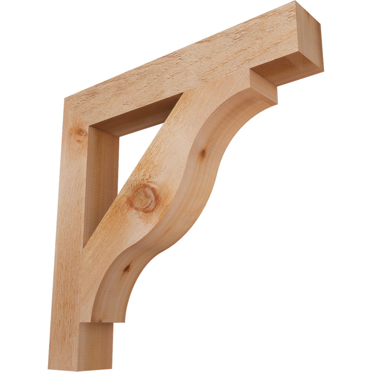Ekena Millwork BKT04X26X26FST05RWR Funston Block Rough Sawn 4-in x 26-in x 26-in Western red cedar Brown Wood Standard bracket