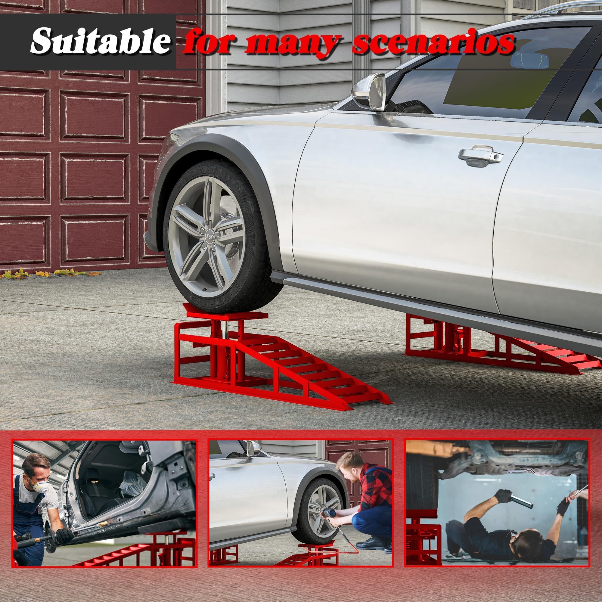GarveeLife Clearance 5 Ton Hydraulic Car Ramp 11000 LB Capacity Heavy ...