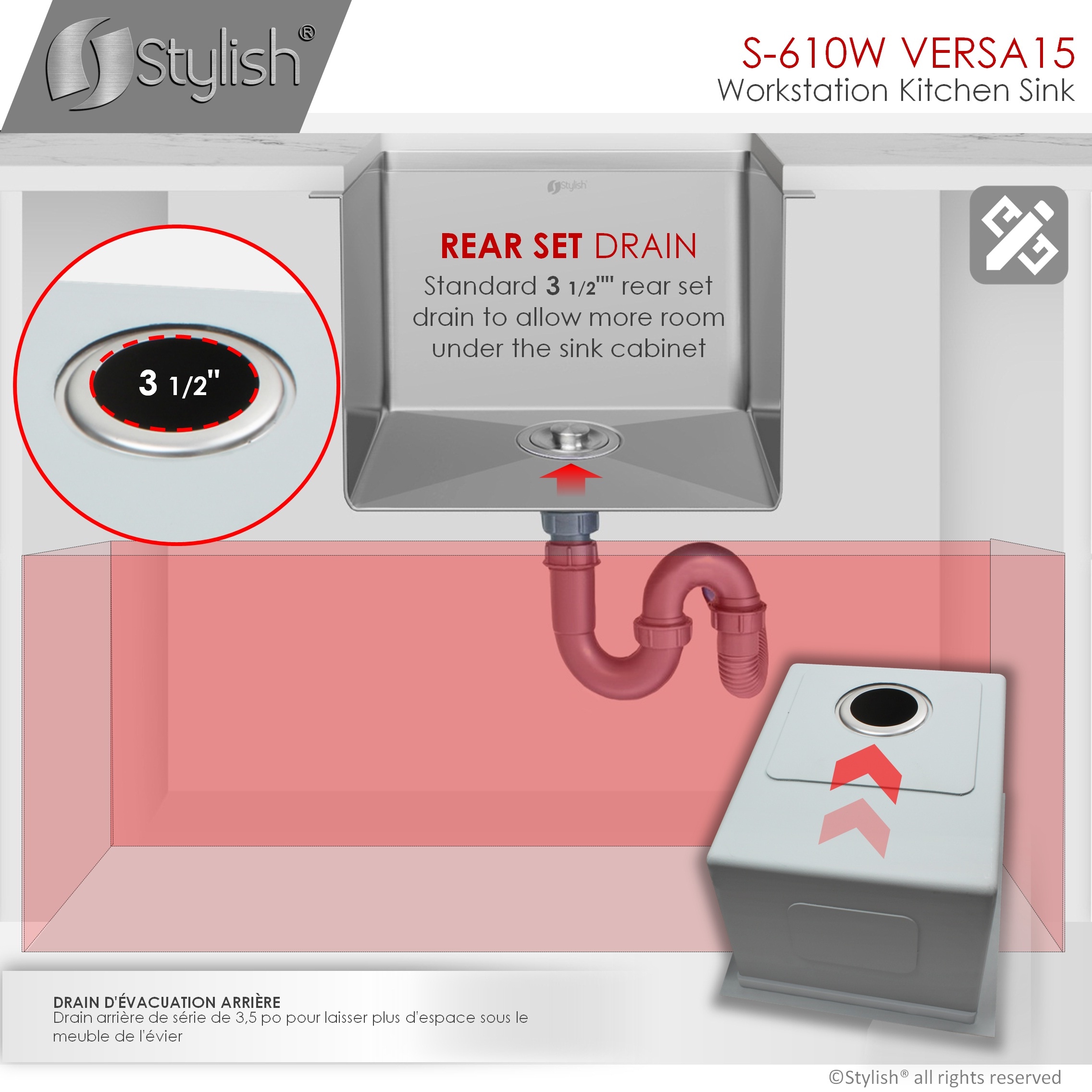 Stylish S-610W1 Kitchen-Sinks - View #13