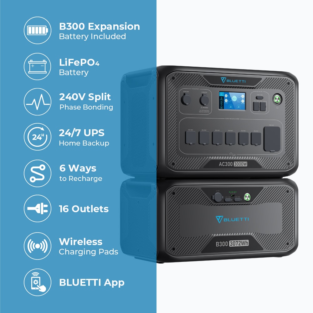 BLUETTI AC300+B300 Solar-Generators - View #2