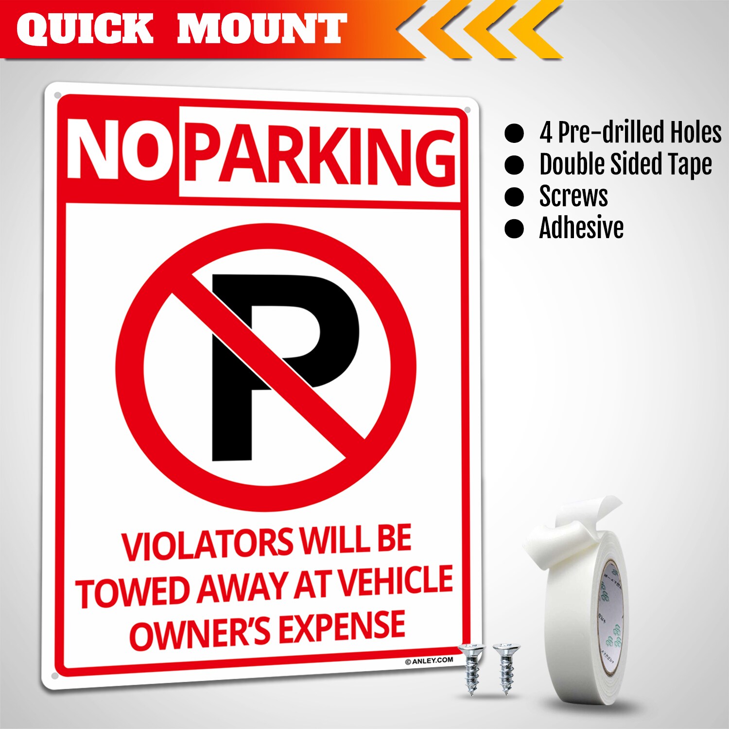 Anley NO Parking Sign 14-in x 10-in Aluminum Parking Lot/Driving Sign in  the Signs department at