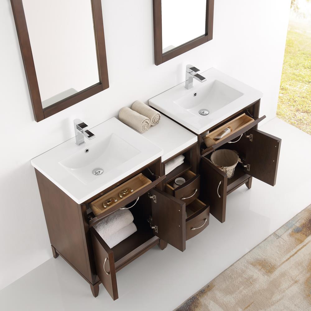 Fresca Cambridge 60-in Antique Coffee Double Sink Bathroom Vanity with ...