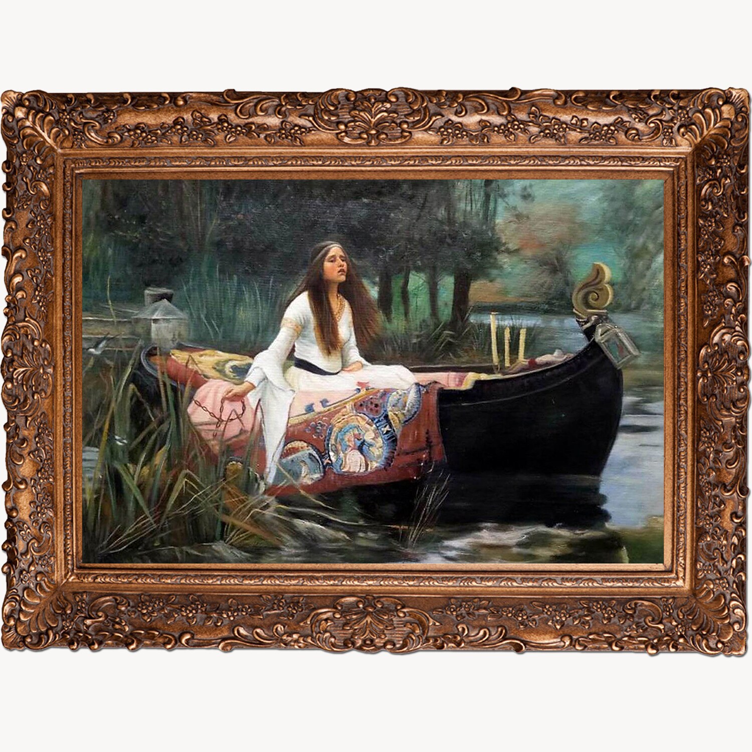 La Pastiche 688576540085 The Lady Of Shalott John William Waterhouse Framed 33.5-in H x 45.5-in W People Canvas Hand-painted Painting