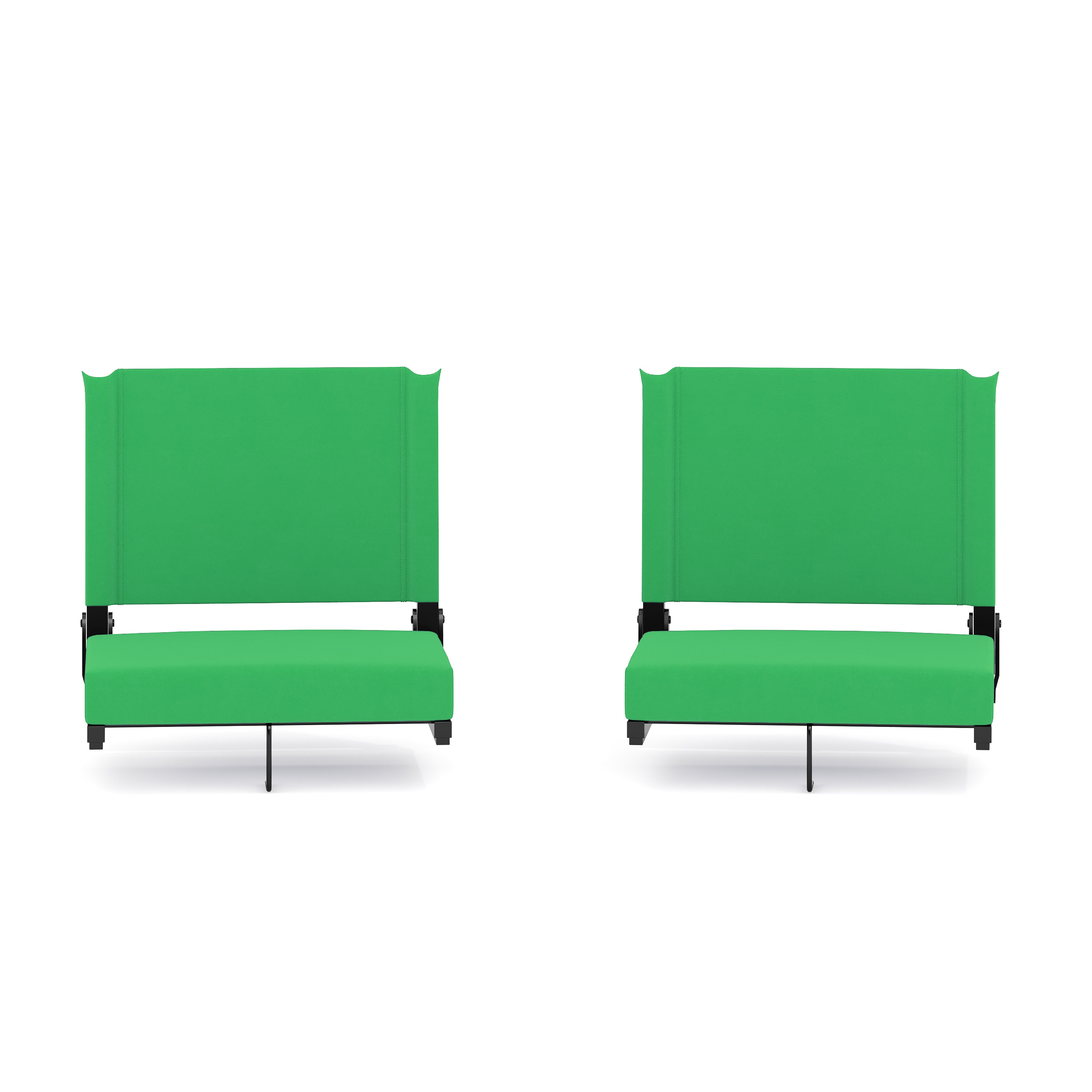 Flash Furniture 889142966067 Set of 2 Grandstand Comfort 500 lb Capacity Padded Stadium Chairs; Folding Seats with Handles; Lightweight and Durable; Bright Green