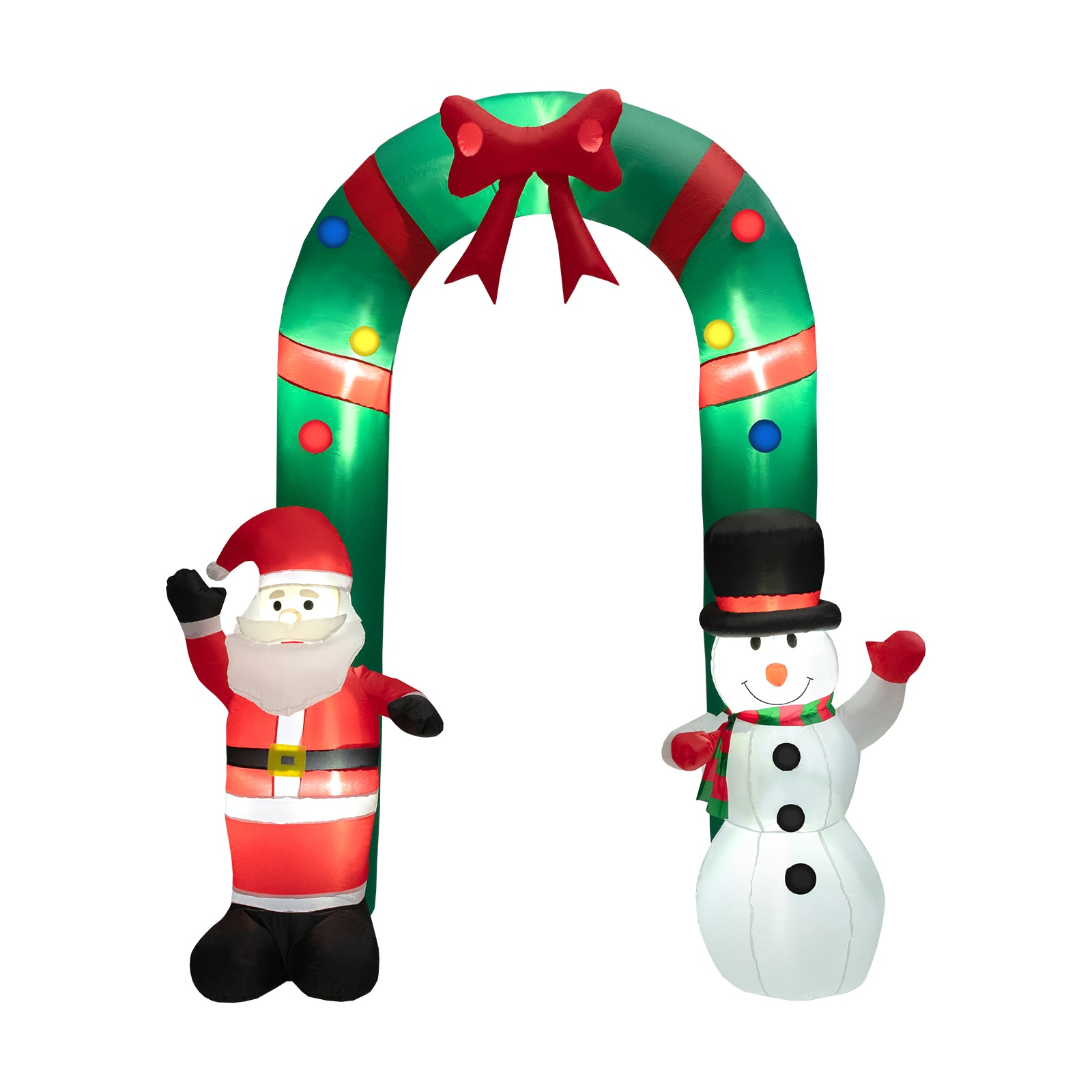 Slickblue D-CO-SU48932MC 8 ft Inflatable Christmas Archway with Santa and Snowman LED Lights Holiday Yard Patio or Garden Entryway Decoration- Multicolor