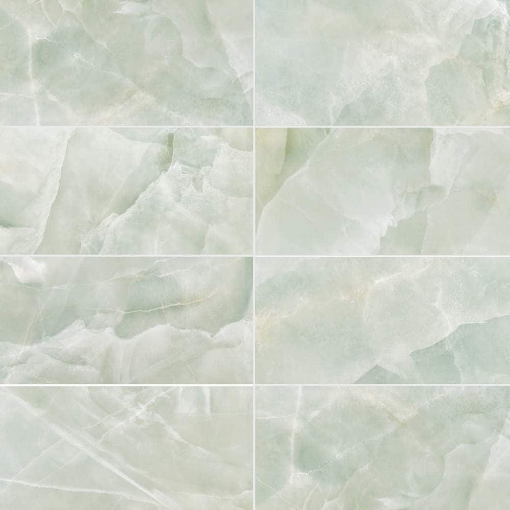 The Tile Life SONYX1224GJ Sample- Geo Lush Jade 4-in x 4-in Glossy Porcelain Marble Look Floor and Wall Tile
