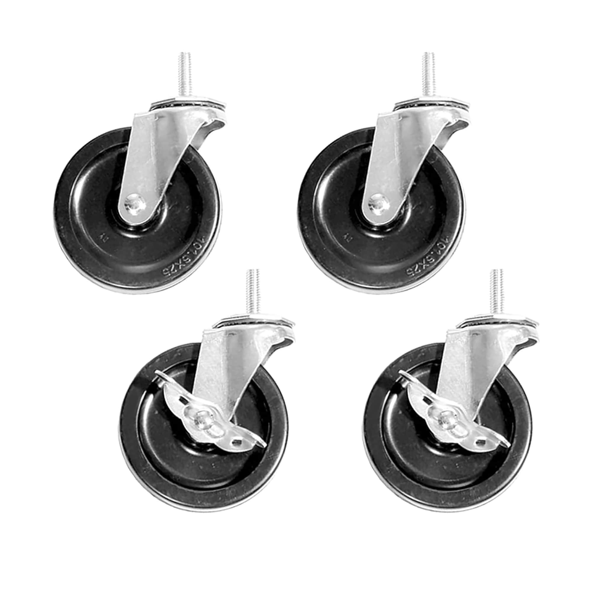 Etokfoks  4 Pack 3 in Polyurethane Swivel Caster Wheels with Locking Feature Heavy Duty Threaded Stem for Shelving