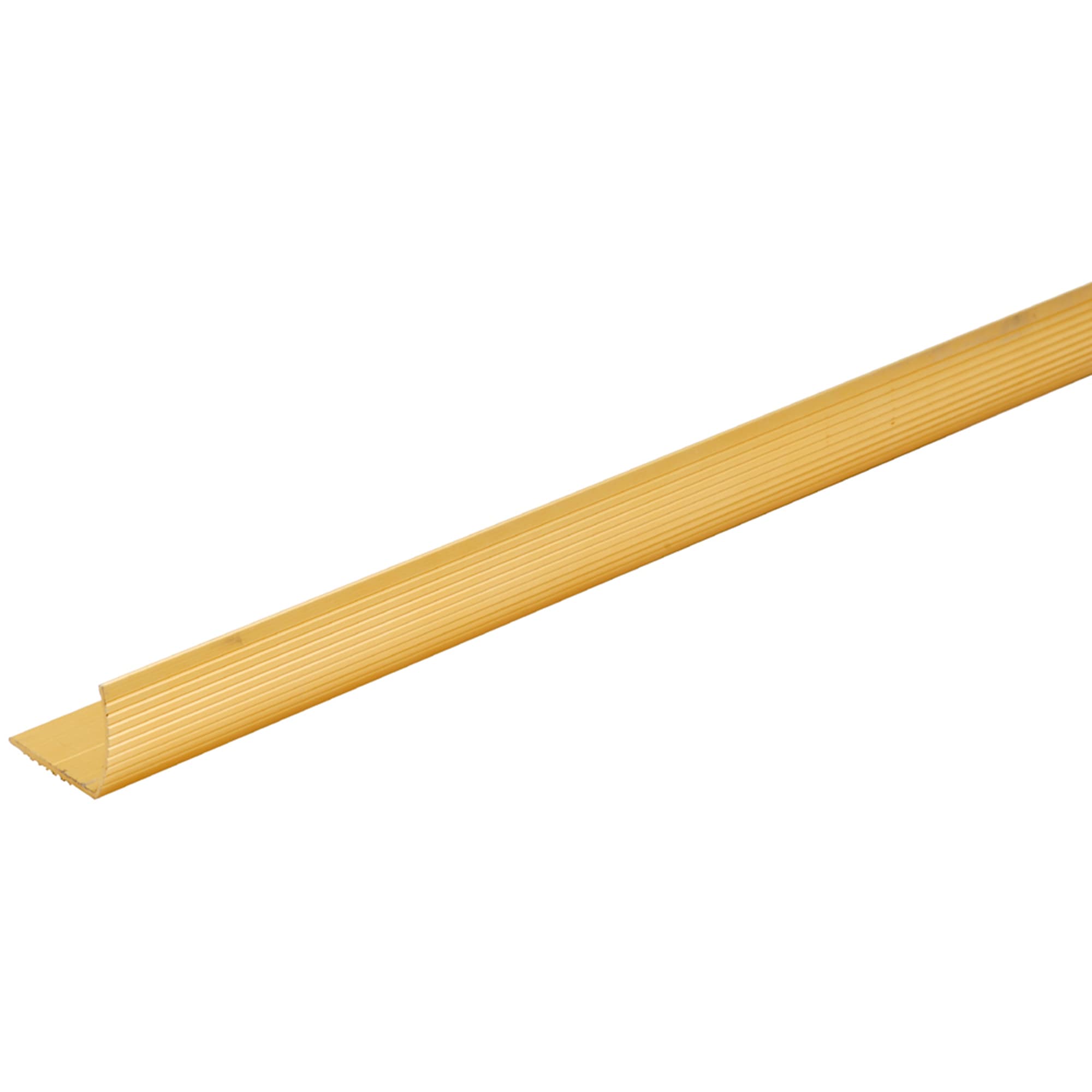 M-D 43746 1.28-in x 96-in x Satin Brass Flush stairnose or stair nose Stair Nosing