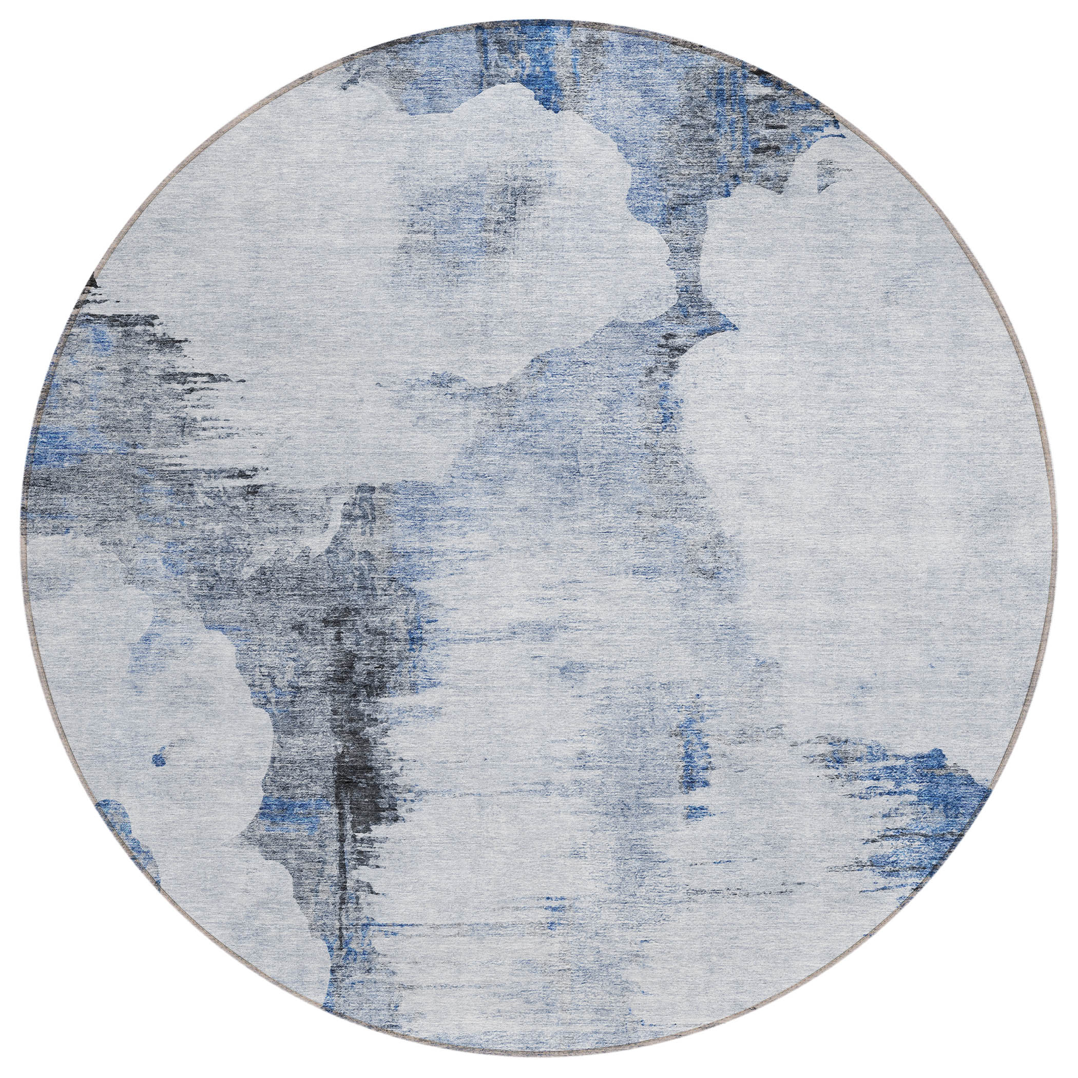 Addison Rugs ACN710BU8RO Chantille ACN710BU 8 x 8 (ft) Polyester Blue Round Indoor/Outdoor Geometric Machine washable Area rug